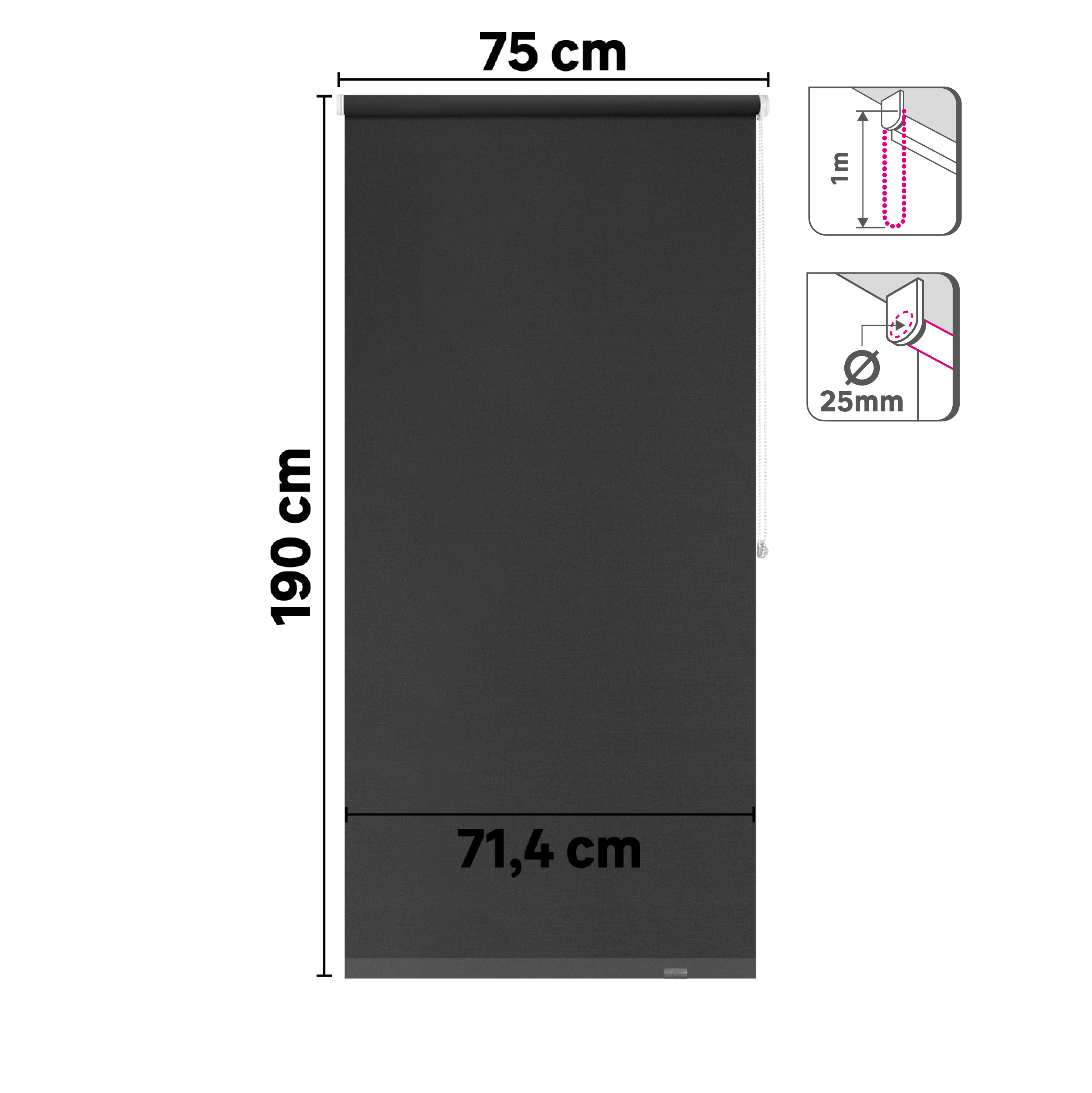Estore de rolo blackout 75 x 190 cm mambo cinza Inspire - 7