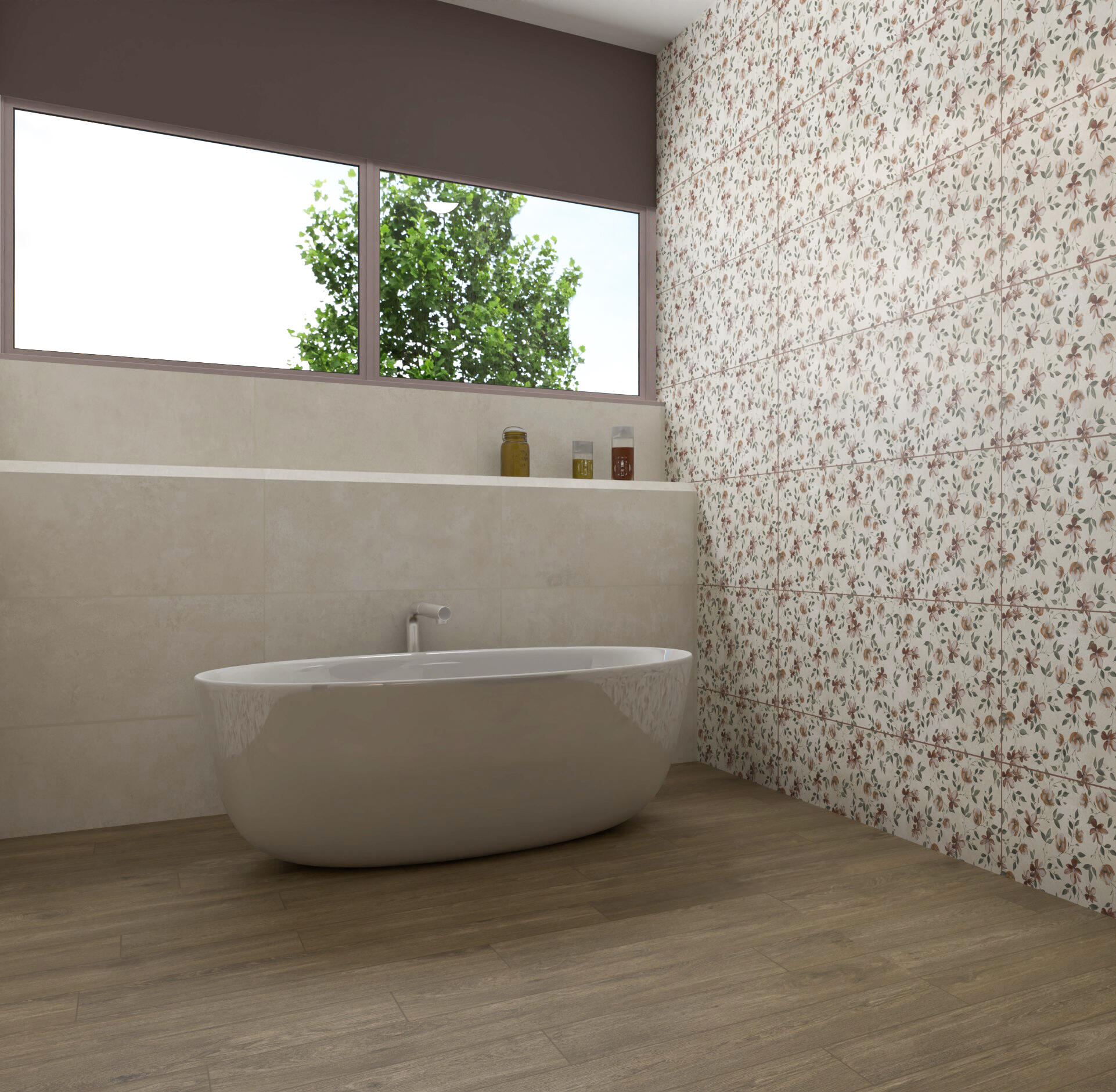 Piastrella da rivestimento interno in gres porcellanato 30 x 90 cm rettificato multicolore opaco Ombra Decoro Fiore Sp. 10 mm 1.35 mq - 5