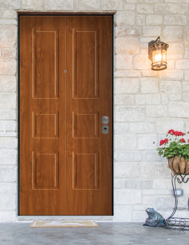 Porta blindata YALE Genova L 90 x H 210 cm noce apertura sinistra