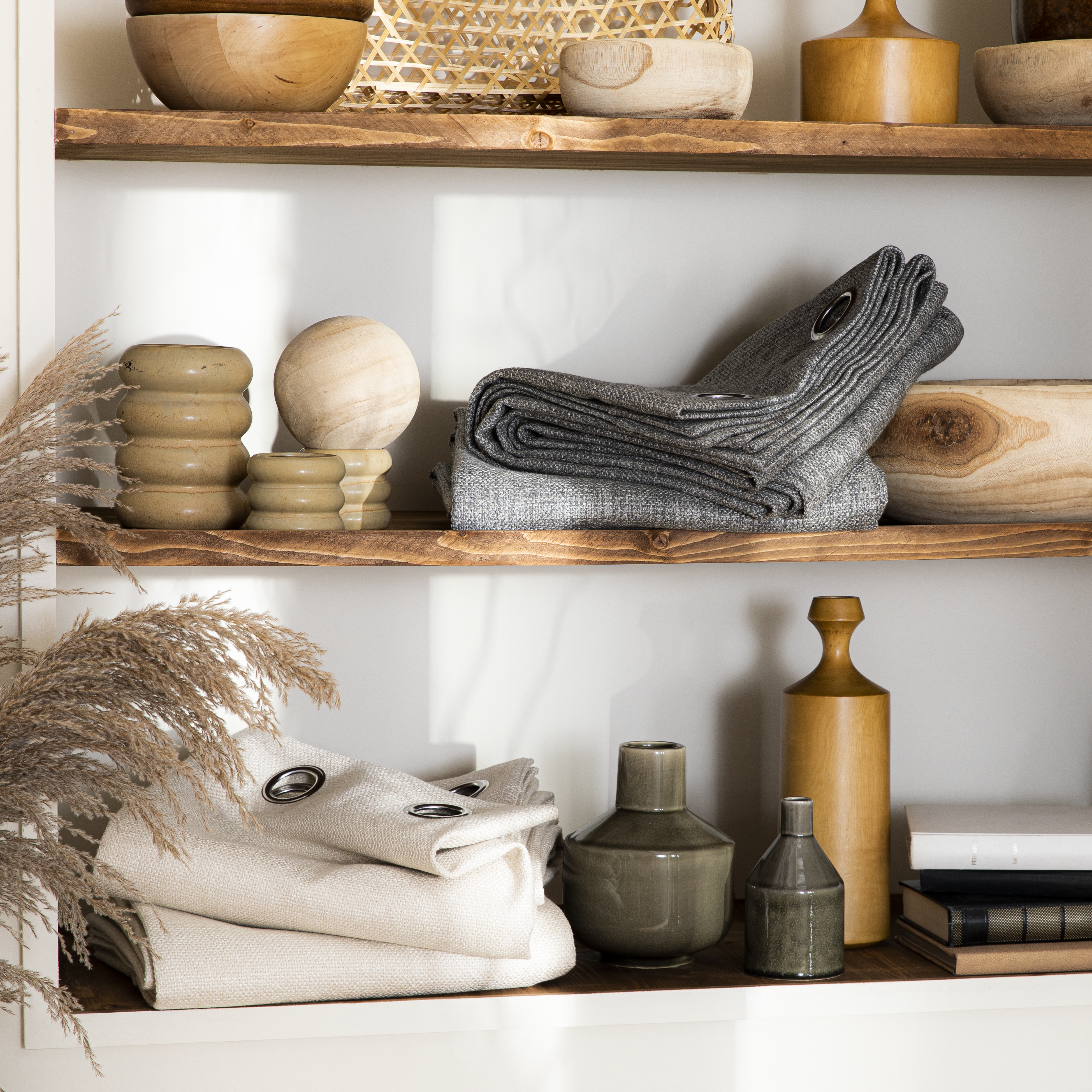 Rideau tamisant, Tricot, coton, beige H.250 x l.140 cm INSPIRE - 14