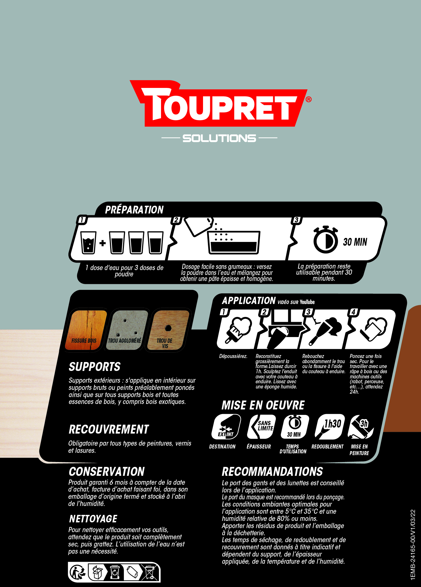 Enduit de réparation, Repar' bois, TOUPRET, marron 1 KG - 8