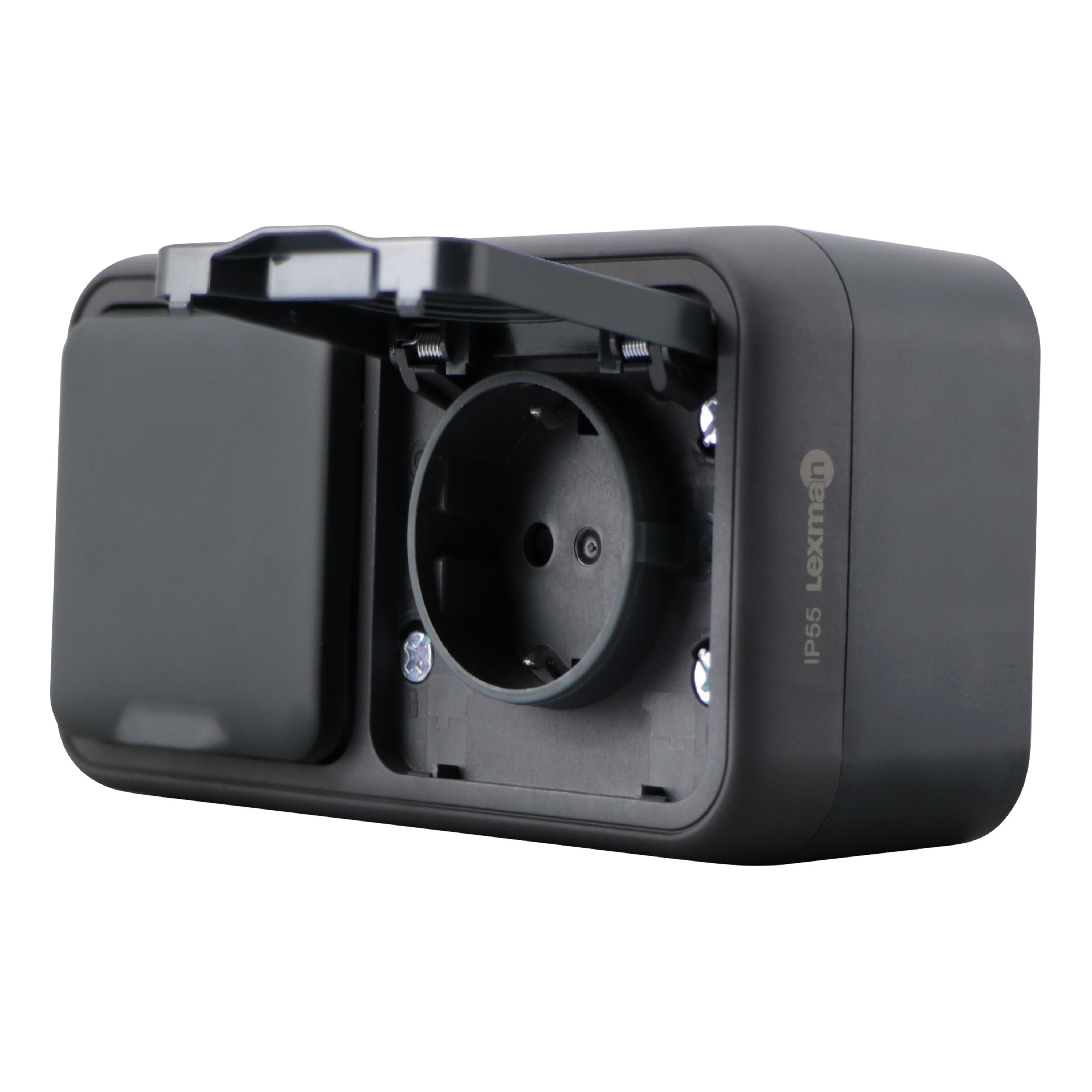 Tomada dupla 2P+T exterior LEXMAN TRAIL ANTRACITE IP55 - 7