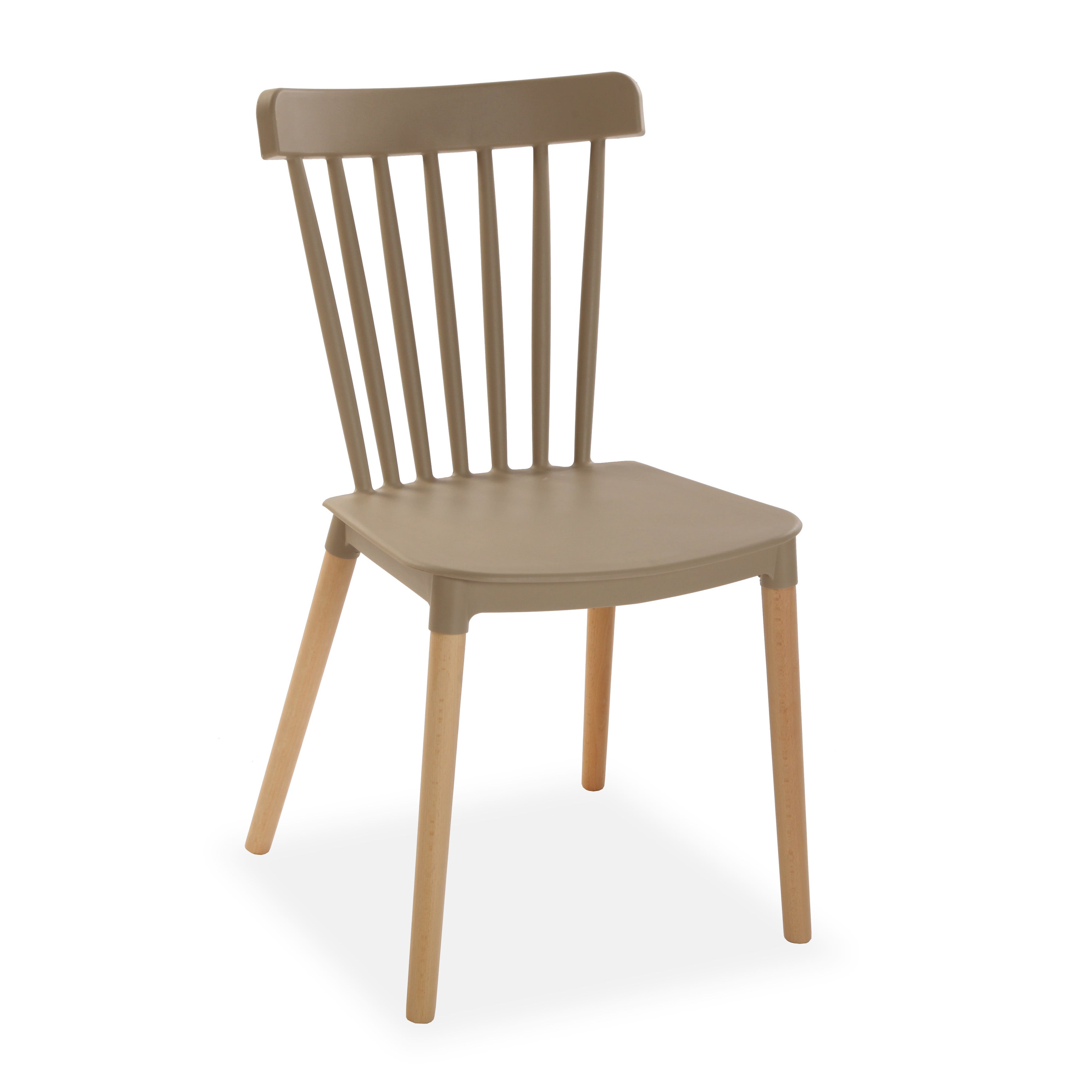 Silla de comedor de madera y plástico color beige de 80x43x54cm