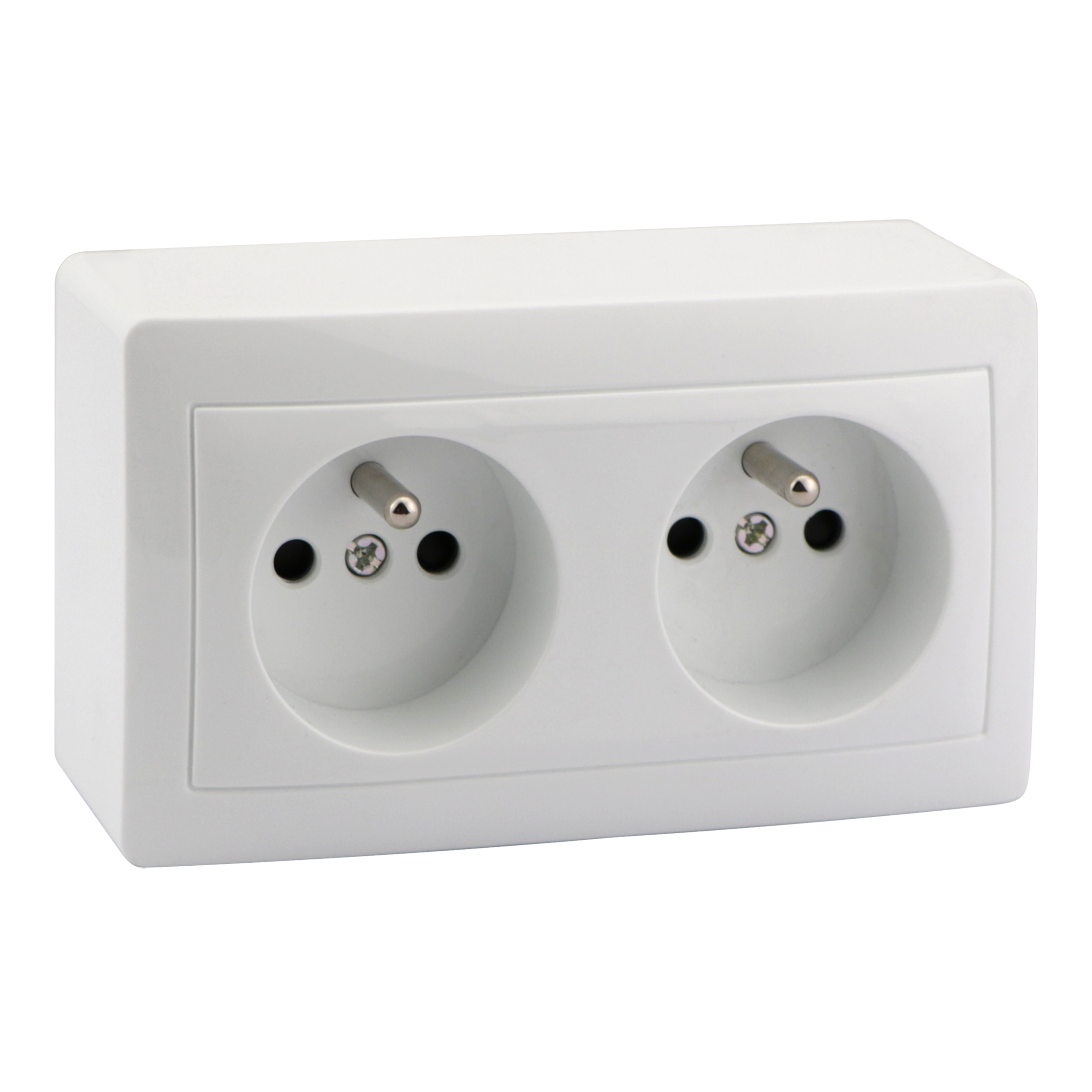 Double prise avec terre saillie complet Surface, pré-câblé, LEXMAN blanc - 5