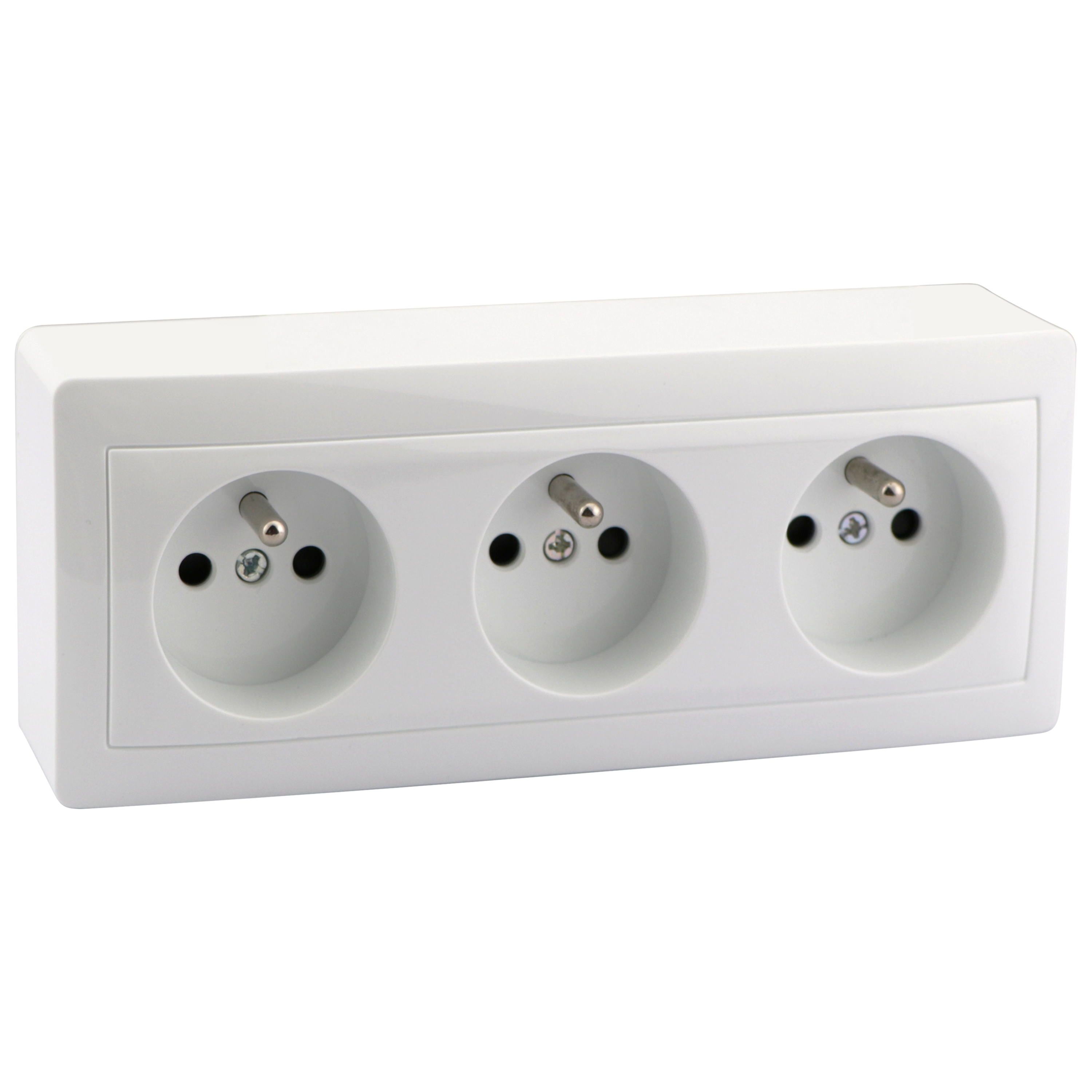 Triple prise avec terre complet Surface, pré-câblé, LEXMAN blanc - 4