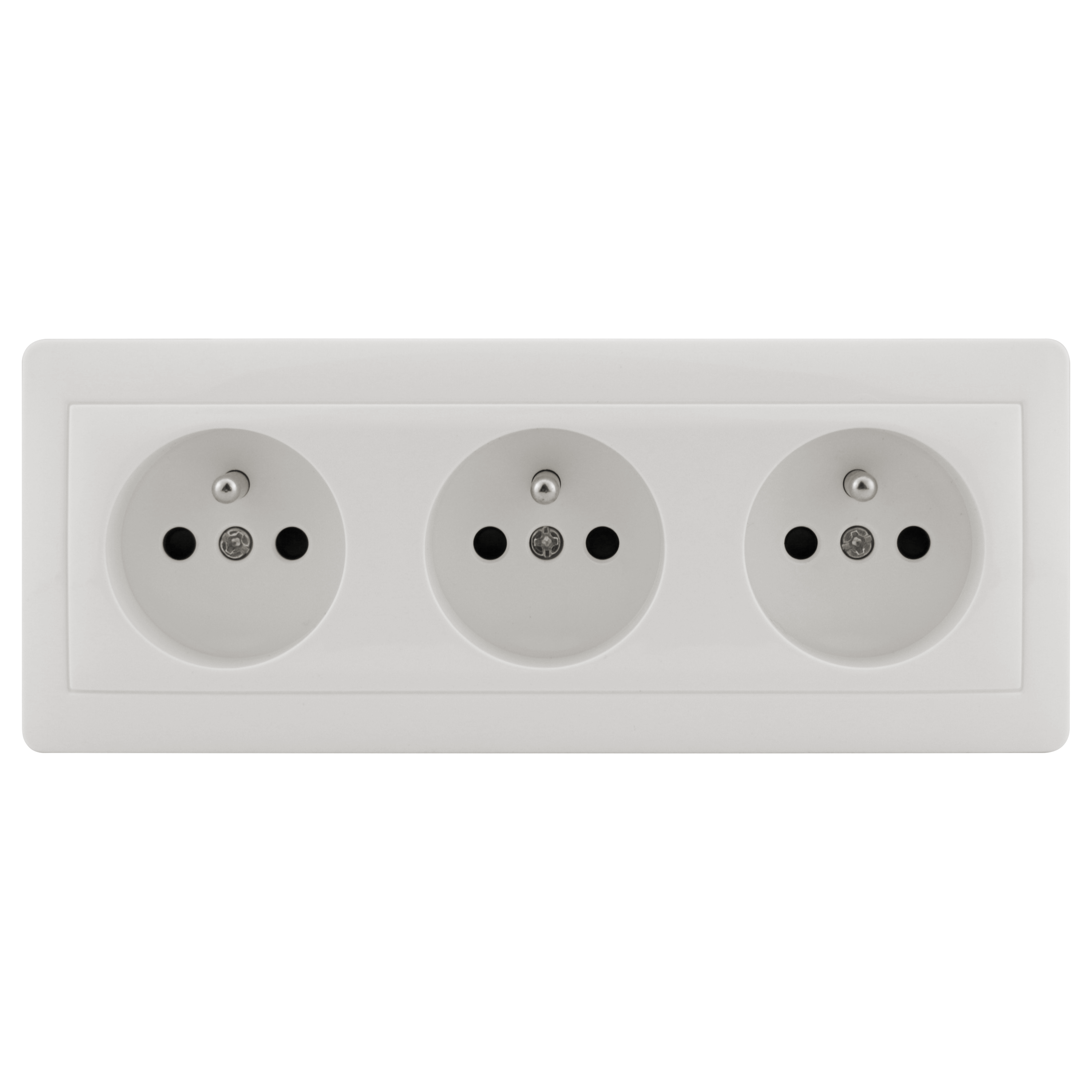 Triple prise avec terre complet Surface, pré-câblé, LEXMAN blanc - 3