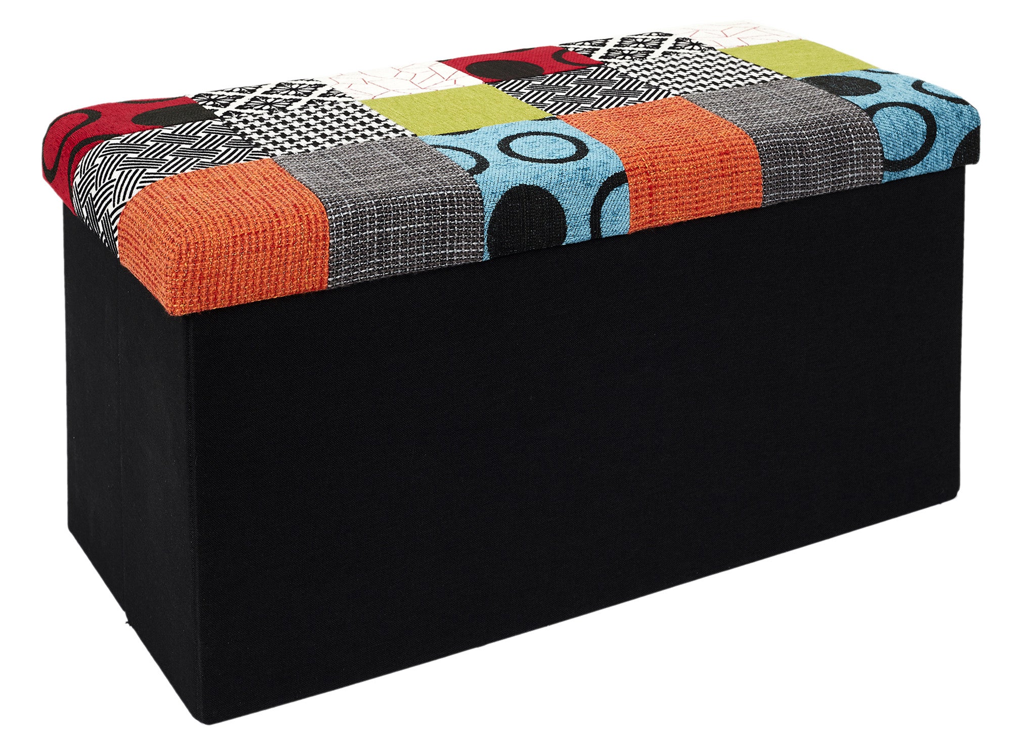 Baúl patchwork de poliéster multicolor de 38x38x76cm