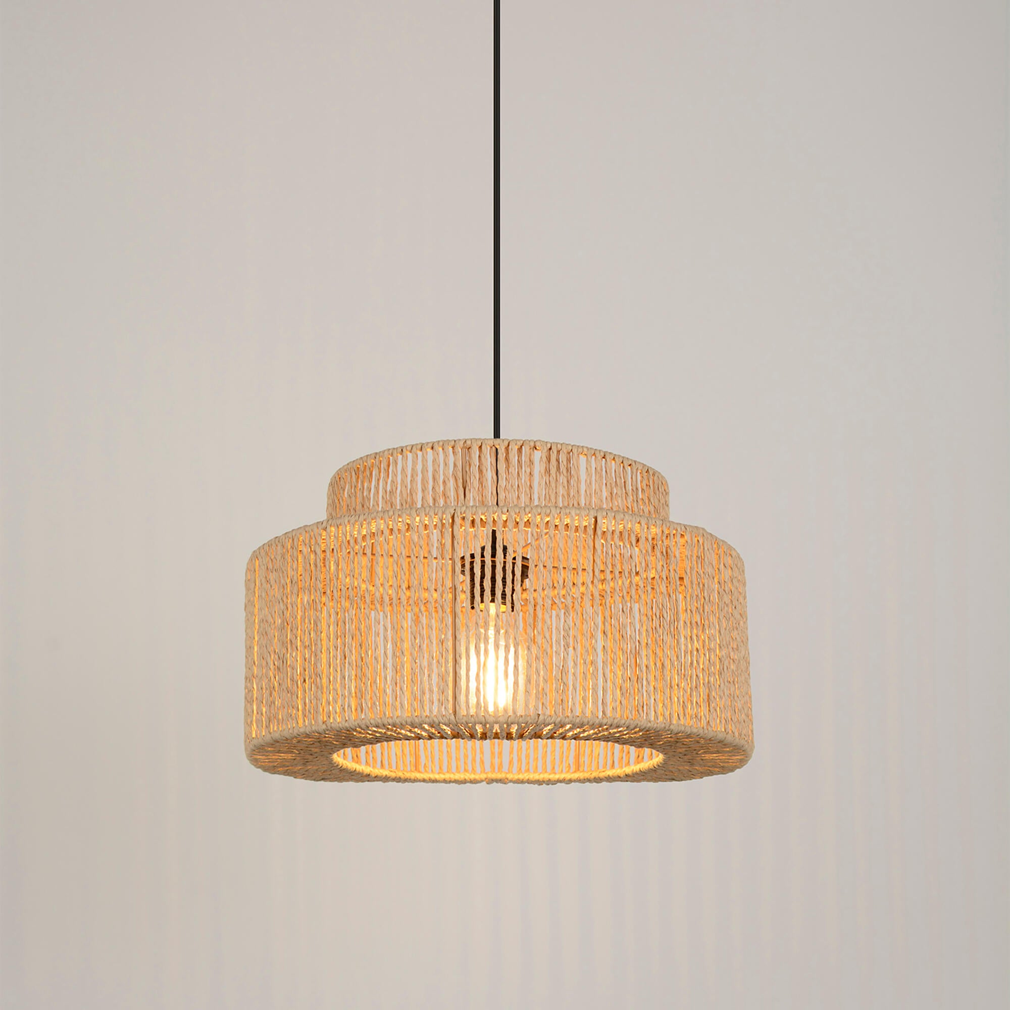 Lámpara de techo colgante de papel beige 38 cm Yucatán COREP 1 luz E27 con altura regulable - 2