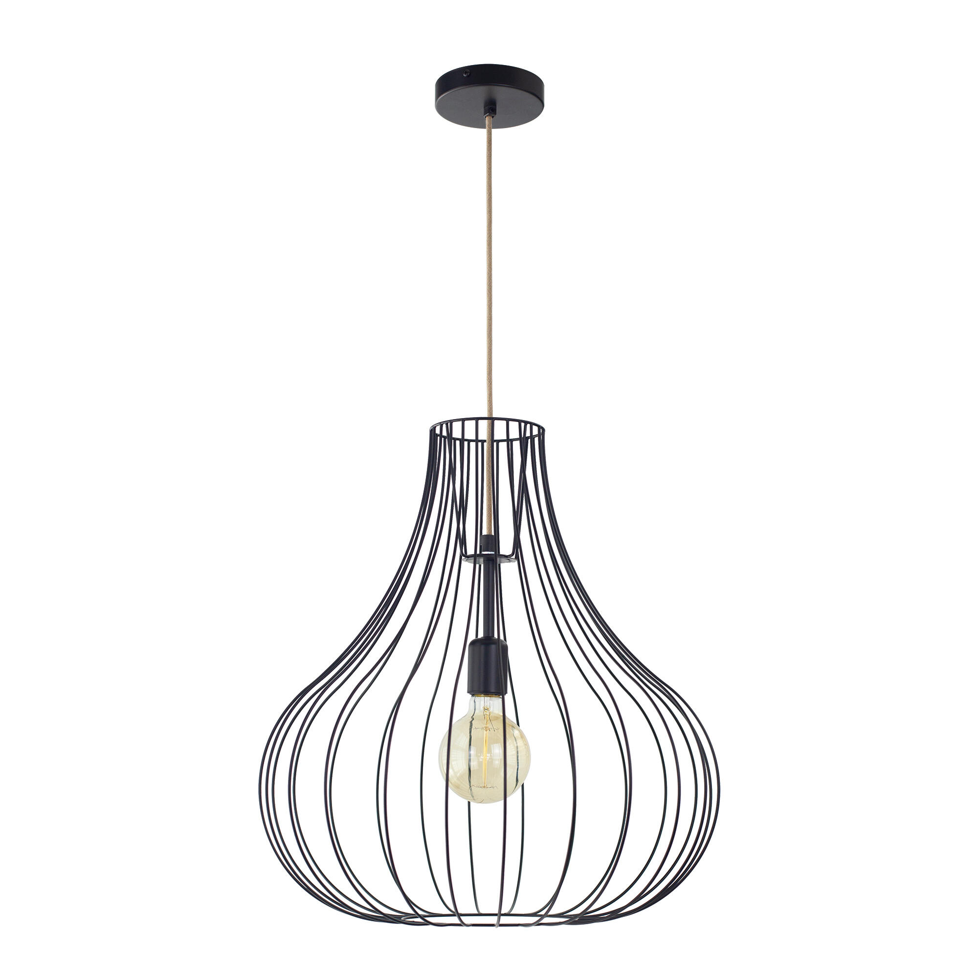 Lámpara de techo lara e27 forja negro 50 cm