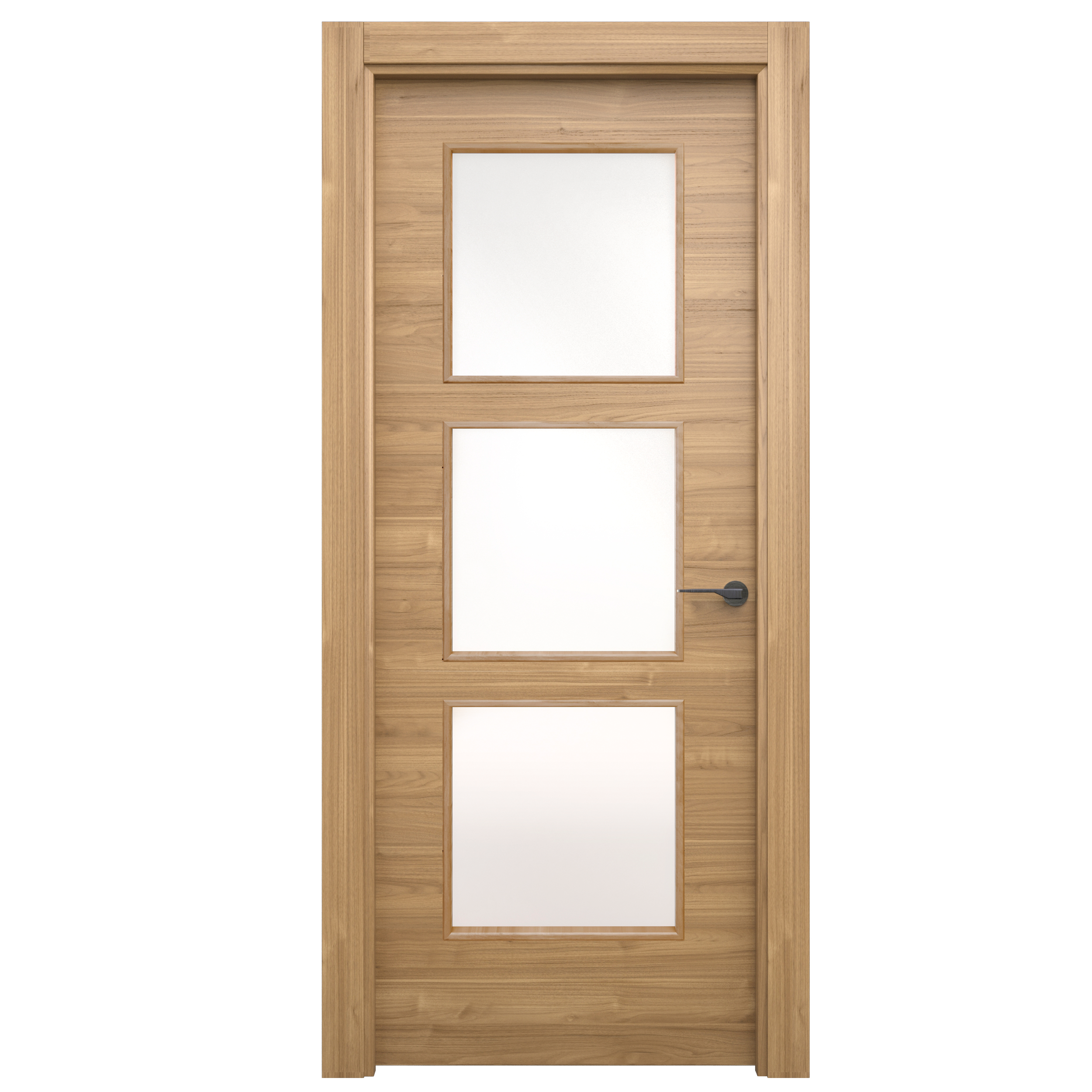 Puerta de interior abatible vidriera con cristal incluido estructura maciza acabado barnizado serie line plus oslo slow nogal apertura izquierda cerco de 70 x 30 anchura 62.5 cm