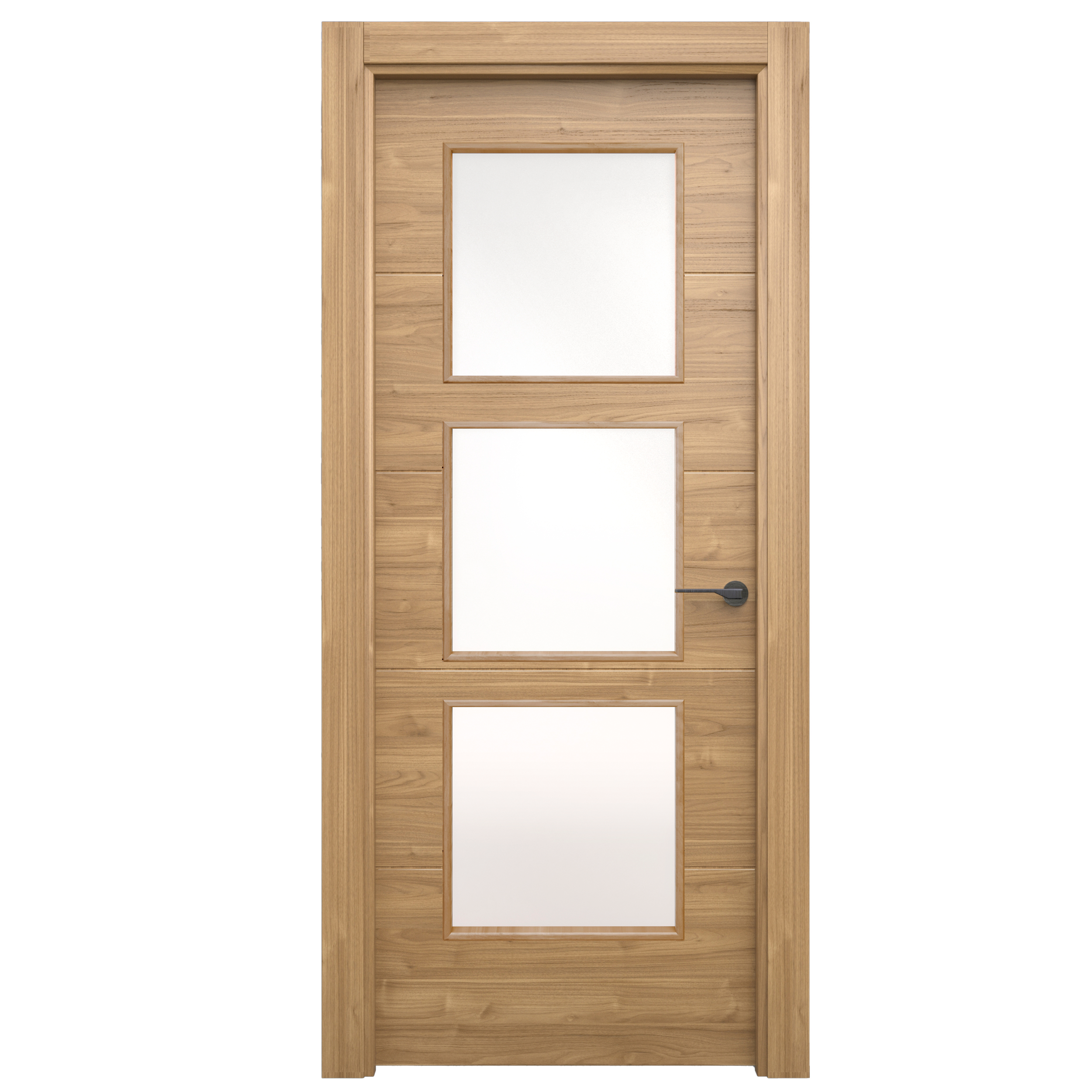 Puerta interior abatible berna slow nogal line plus apertura izda cristal 62.5