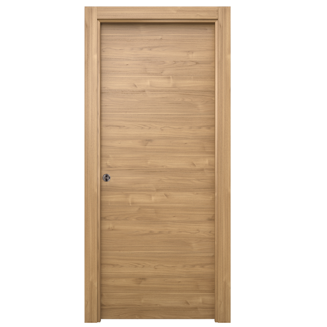 Puerta de interior corredera ciega maciza melamina Line Plus Oslo Slow nogal anchura 92,5cm