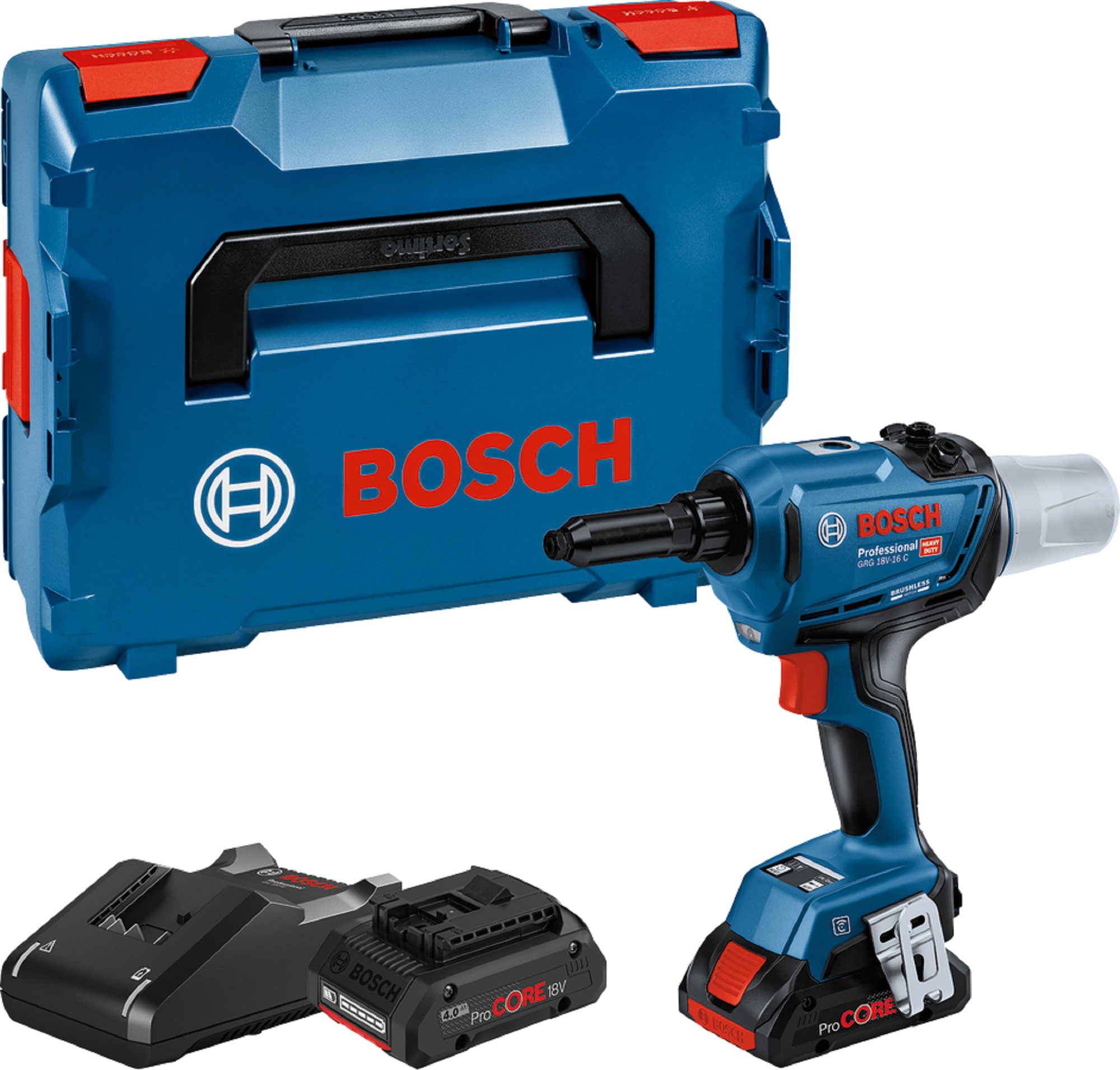 Remachadora bosch blue 18v-16c boxx136 2 baterias 4 ah