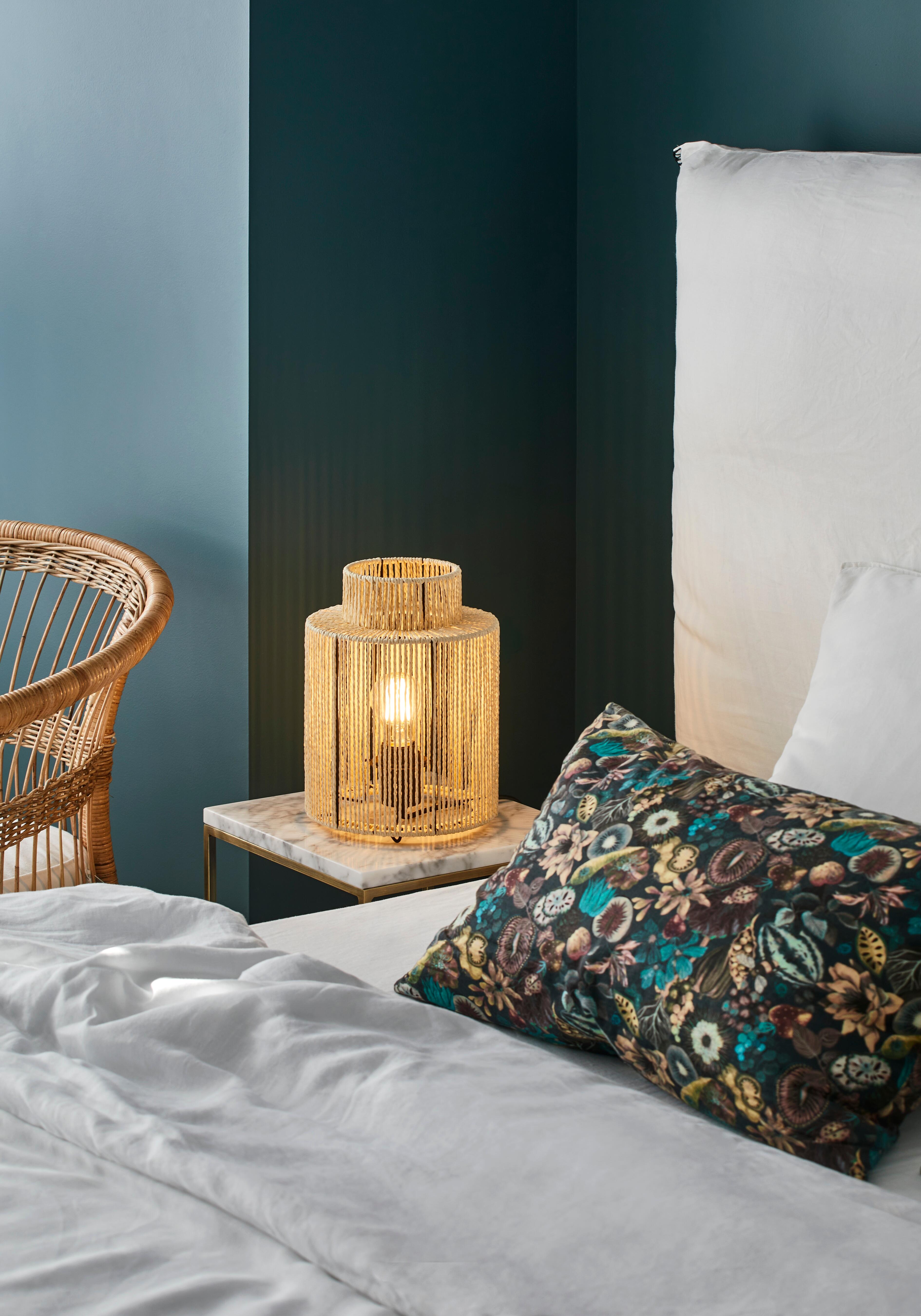 Lámpara de mesa compatible con casquillo e27 cancún corep con estructura acero beige pantalla beige de papel alimentación a red