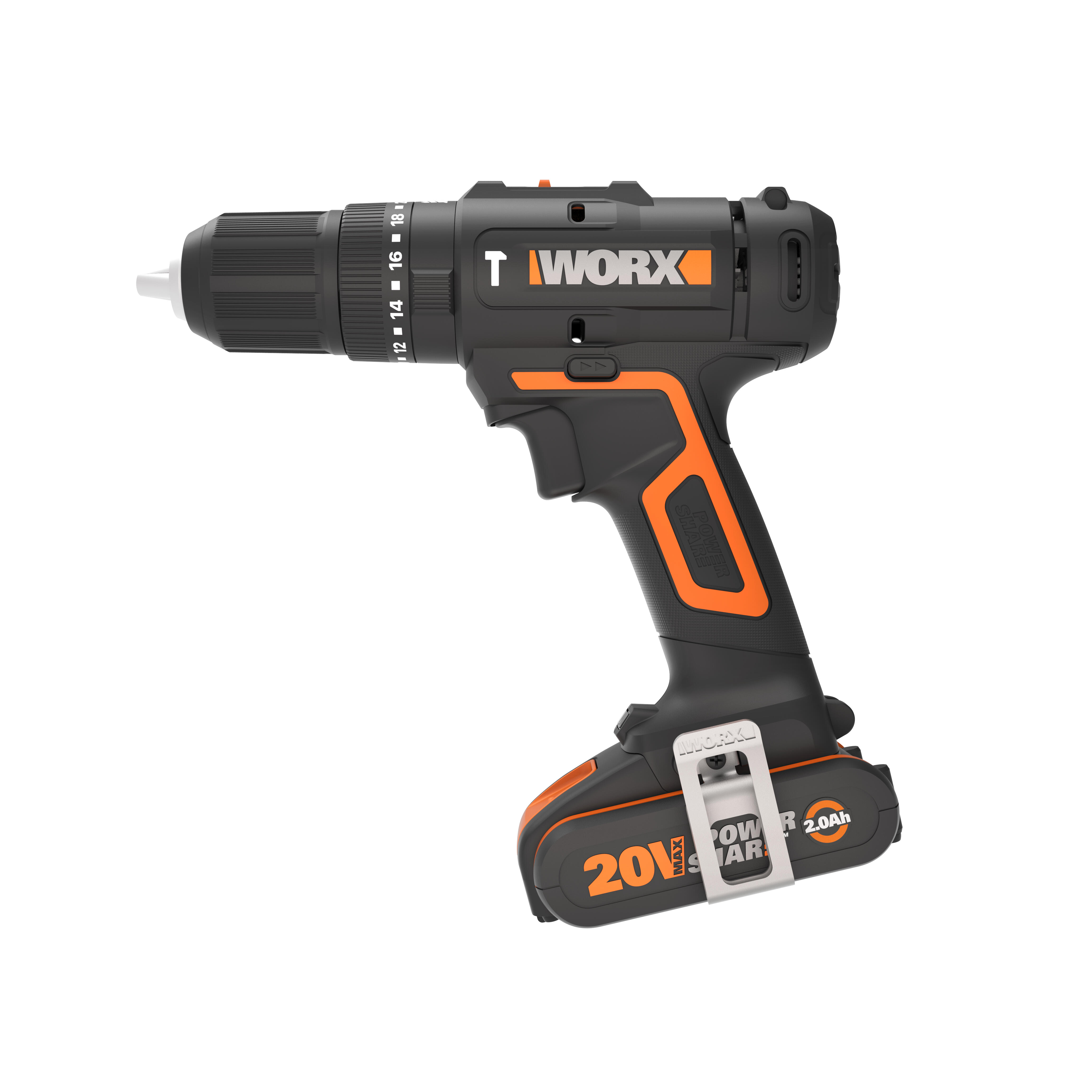 Taladro percutor a batería WORX 20V - 2 baterias :2 baterías de 20V y 2,0Ah - cargador de batería rápido de 1 hora, 1 estuche enrollable con 30 brocas y puntas, 1 maletín de transporte - POWERSHARE - 3