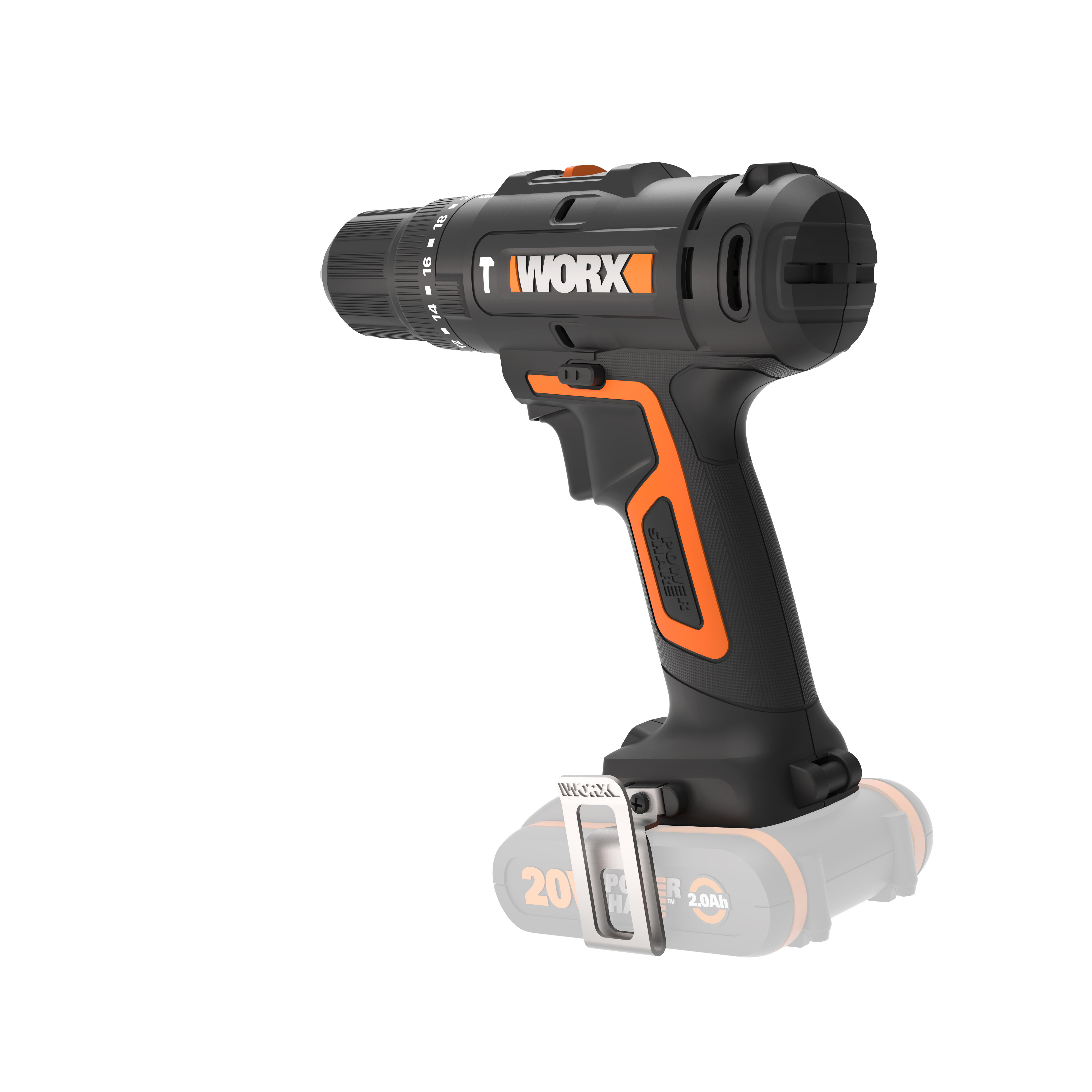 Taladro percutor a batería WORX 20V 2 baterias 2 baterías de 20V y 2,0Ah, cargador de batería rápido de 1 hora, 1 estuche enrollable con 30 brocas y puntas, 1 maletín de transporte - 2