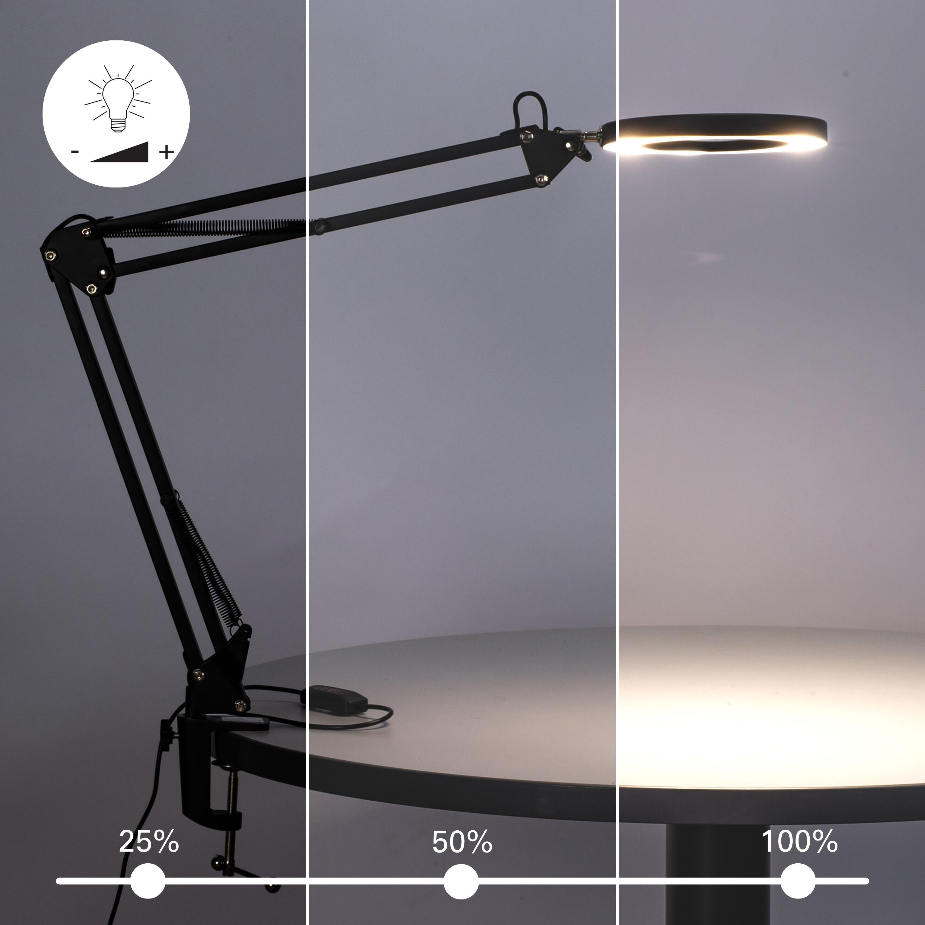 Lampe de bureau Loupe, acier, noir, H.56 cm, LED - 10