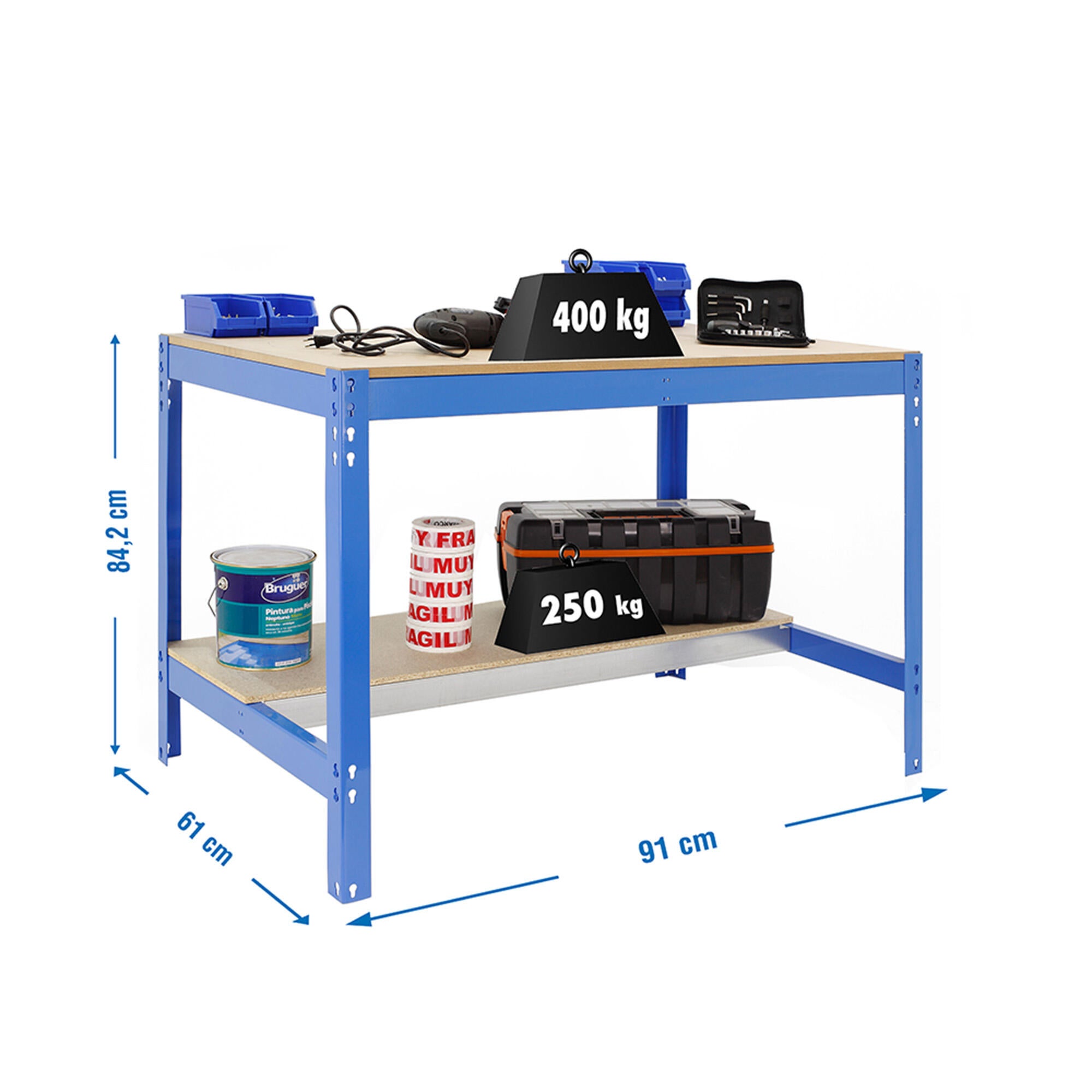 Bancada de trabalho 900x600x840 cm 400 Kg azul Simonrack KIT BT-3 - 3