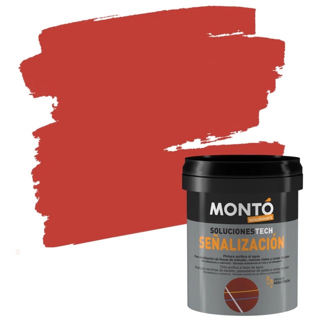 Pintura suelo color rojo para hormigón, cemento MONTÓ semi mate 750ml base agua