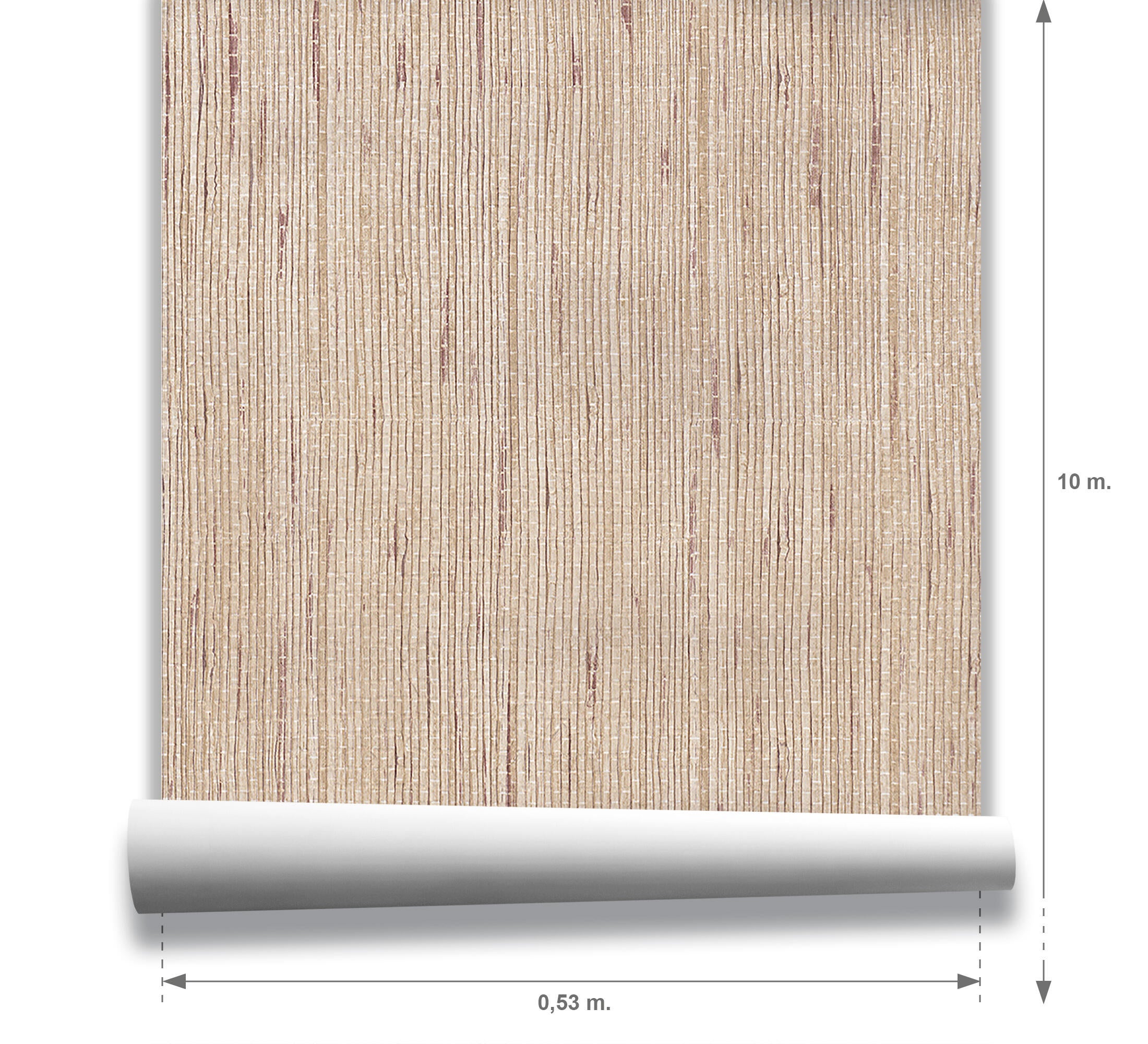 Papel pintado tapiz aplicación cola en papel Textura Imitación bambú beige  ICH 53cmx10m limpieza con paño húmedo - 5