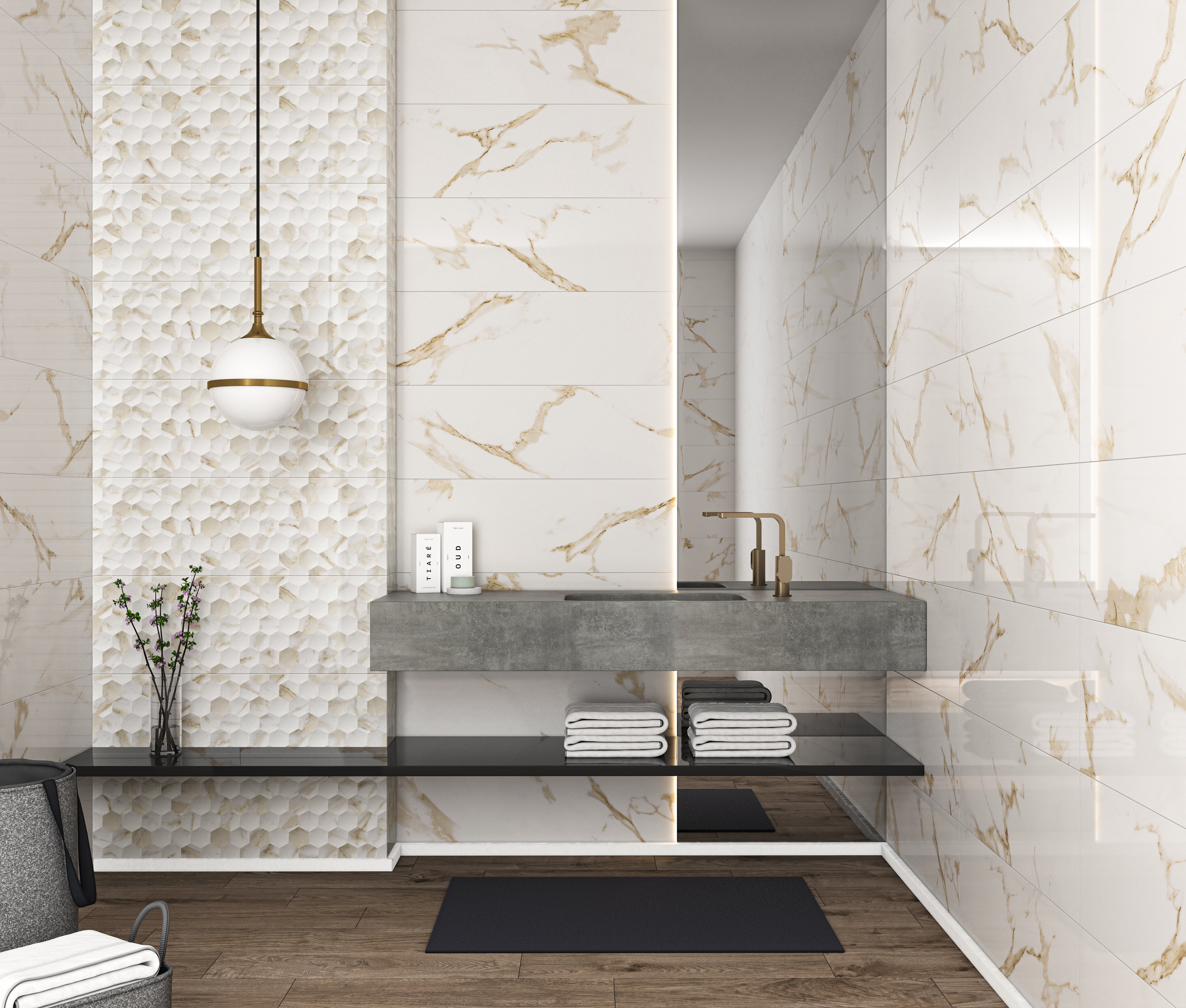 Azulejo cerámico new casablanca efecto mármol geo gold 30x90 cm