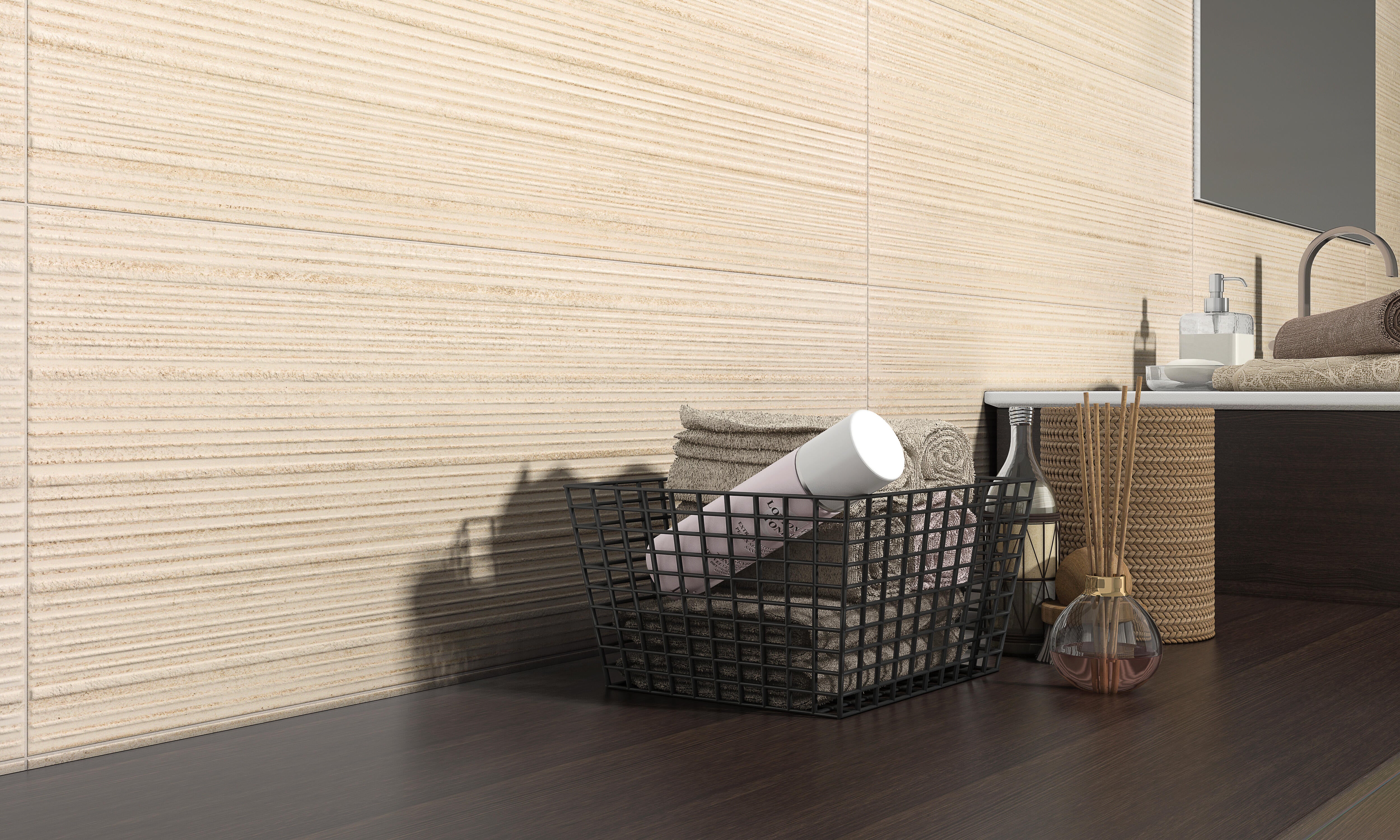 Azulejo cerámico Titanium efecto cemento marfll relieve 30x90 cm ARTENS - 3