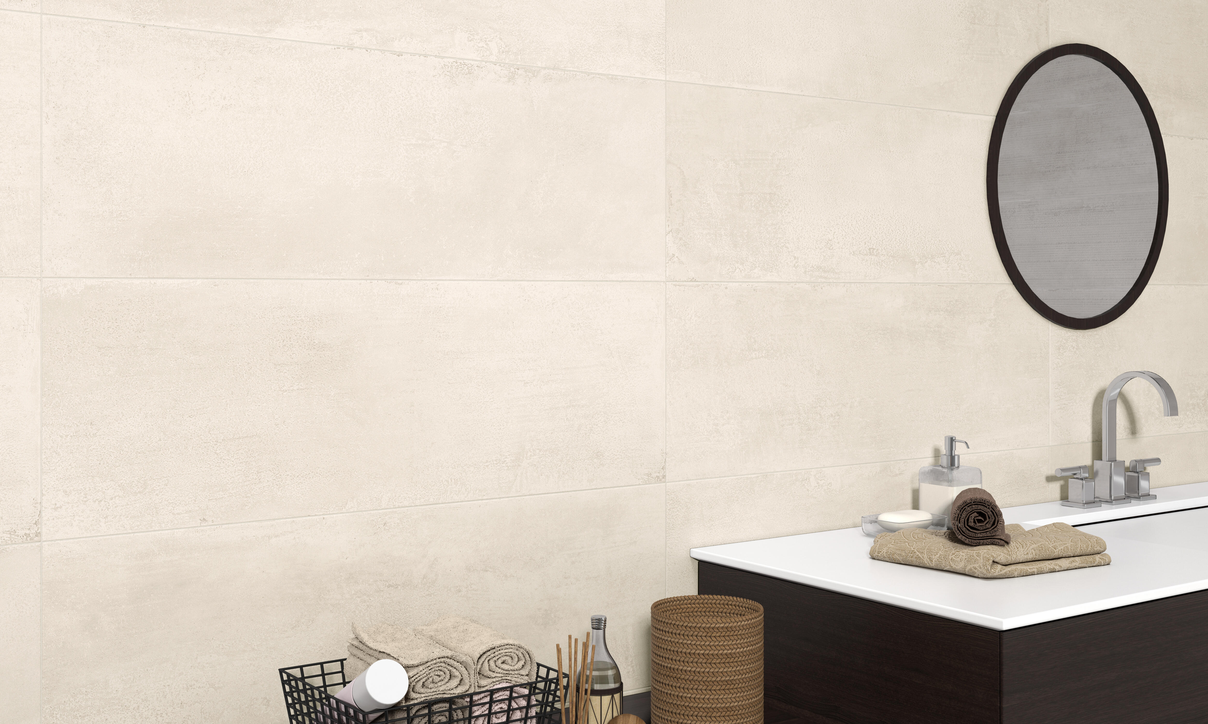 Azulejo cerámico Titanium efecto cemento marfil 30x90 cm ARTENS - 4