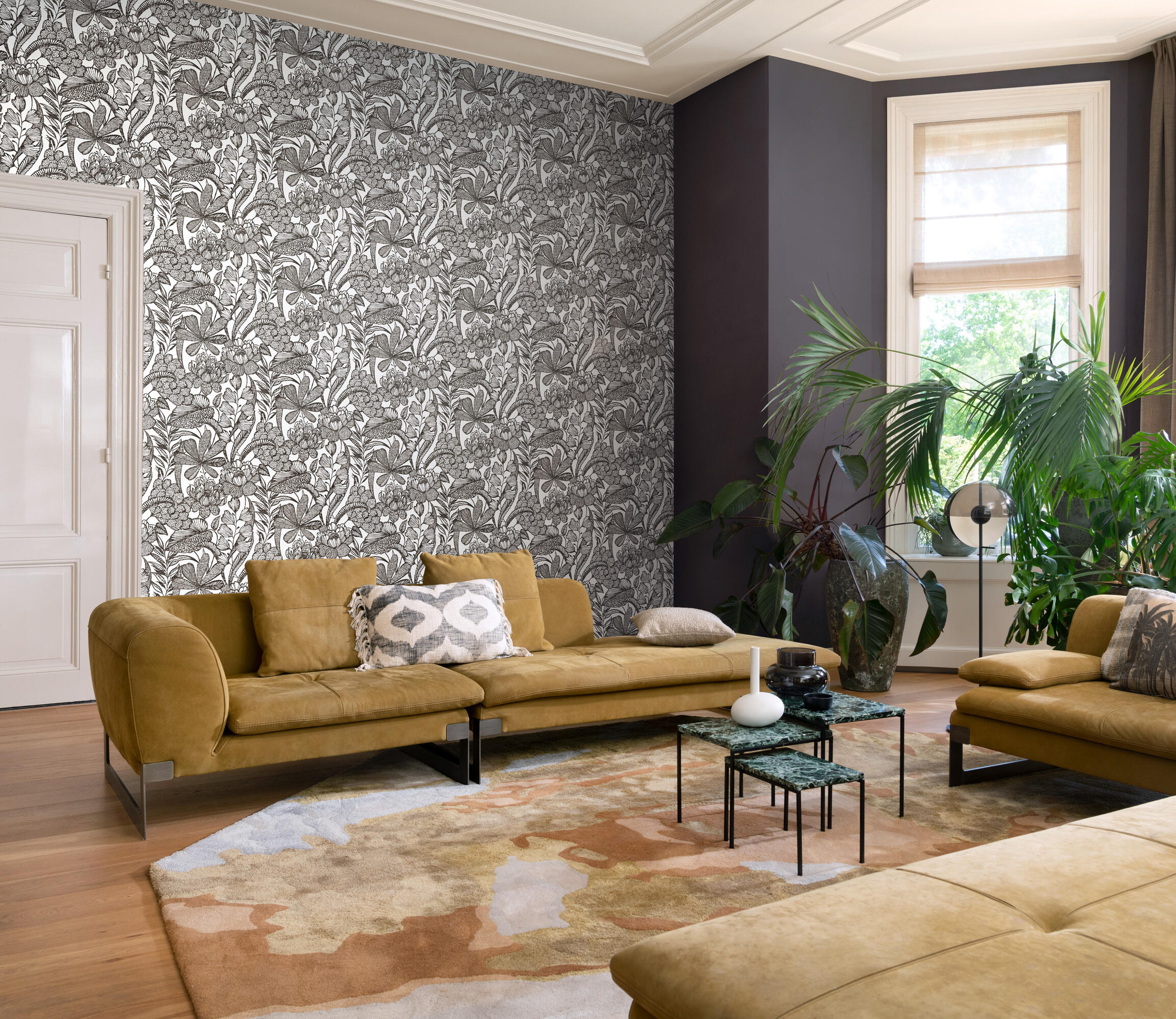 Papel pintado vinilo aplicación cola en pared naturaleza floral 32 madagascar multicolor rasch 53cmx10.05m lavable