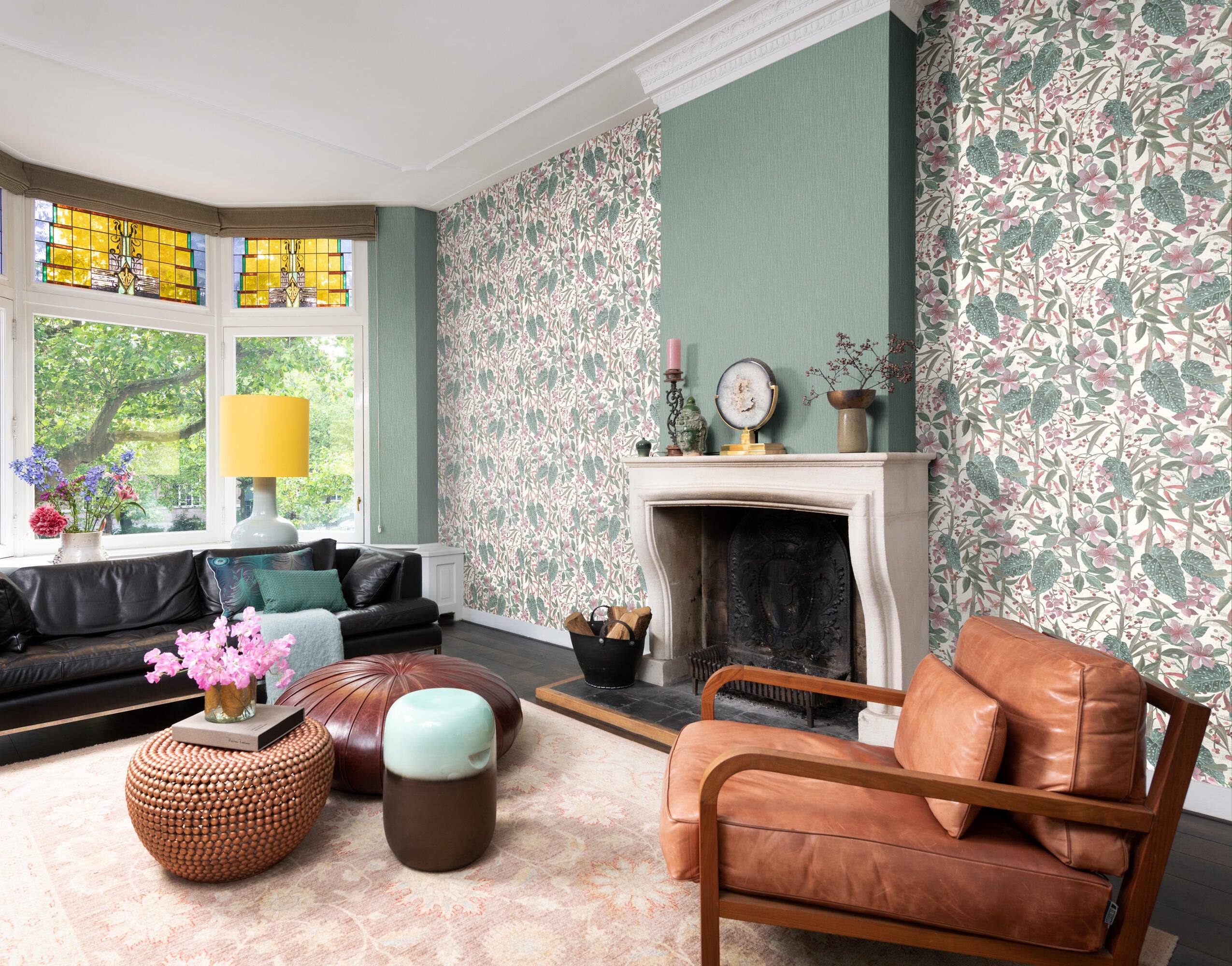 Papel pintado vinilo aplicación cola en pared naturaleza floral 12 madagascar multicolor rasch 53cmx10.05m lavable