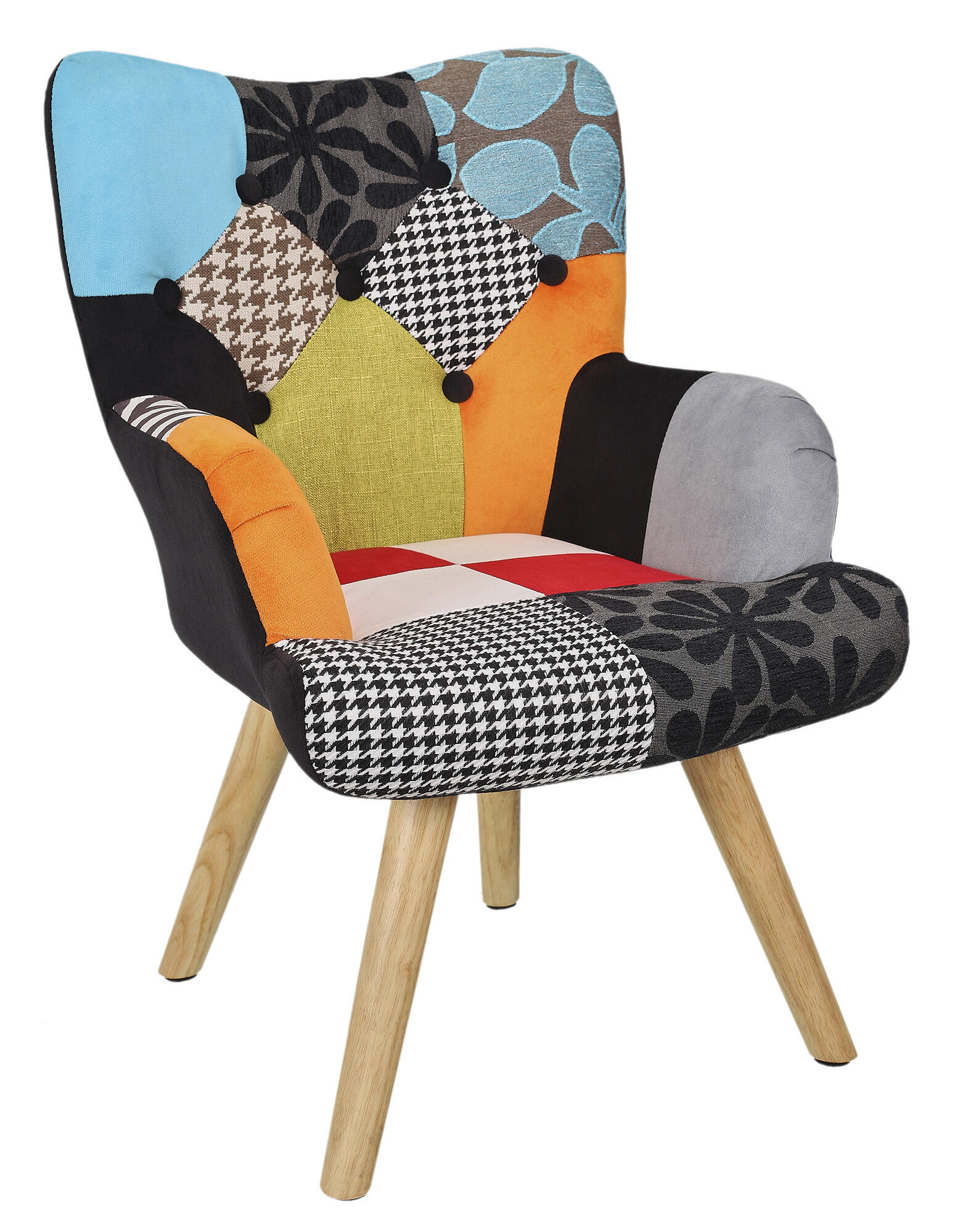 Silla infantil patchwork de madera multicolor de 67x28x43,5cm