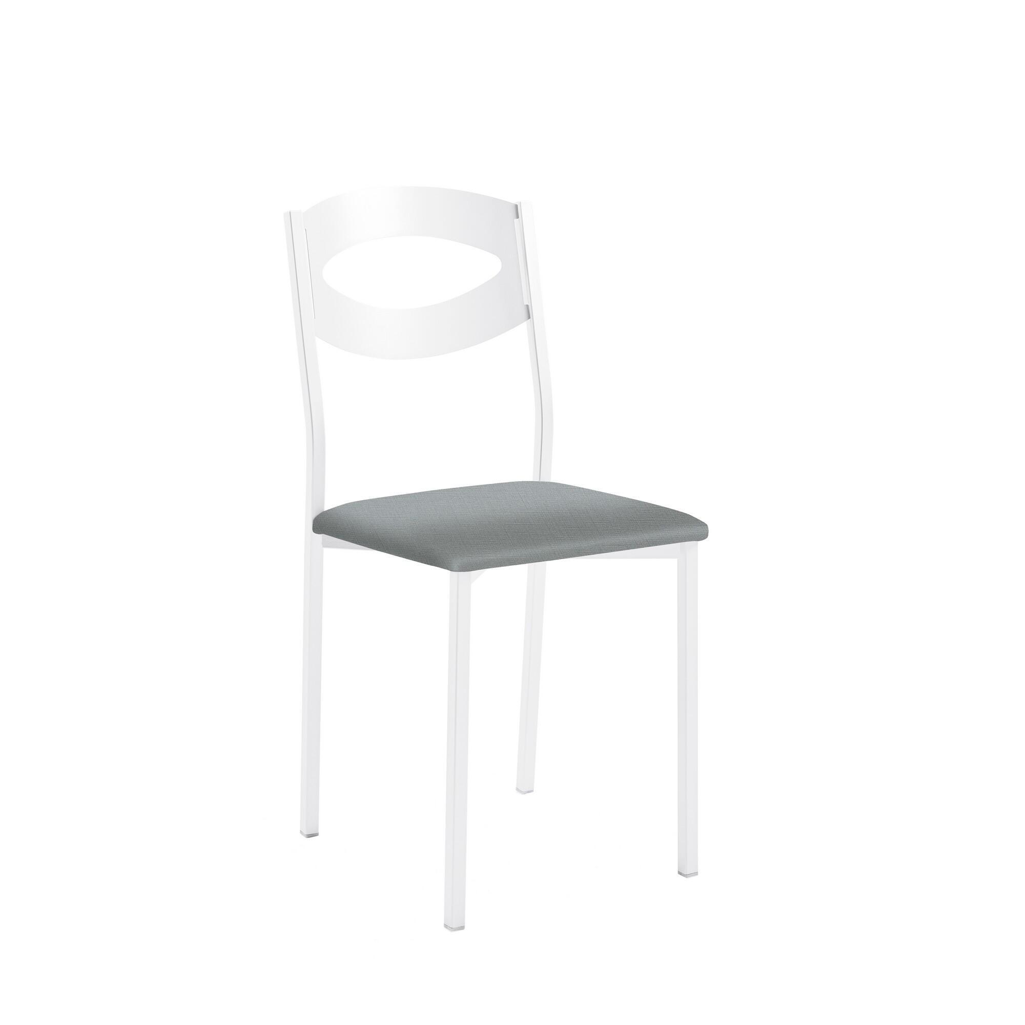 Silla de cocina oca armazón texturizado blanco, asiento michigan acero