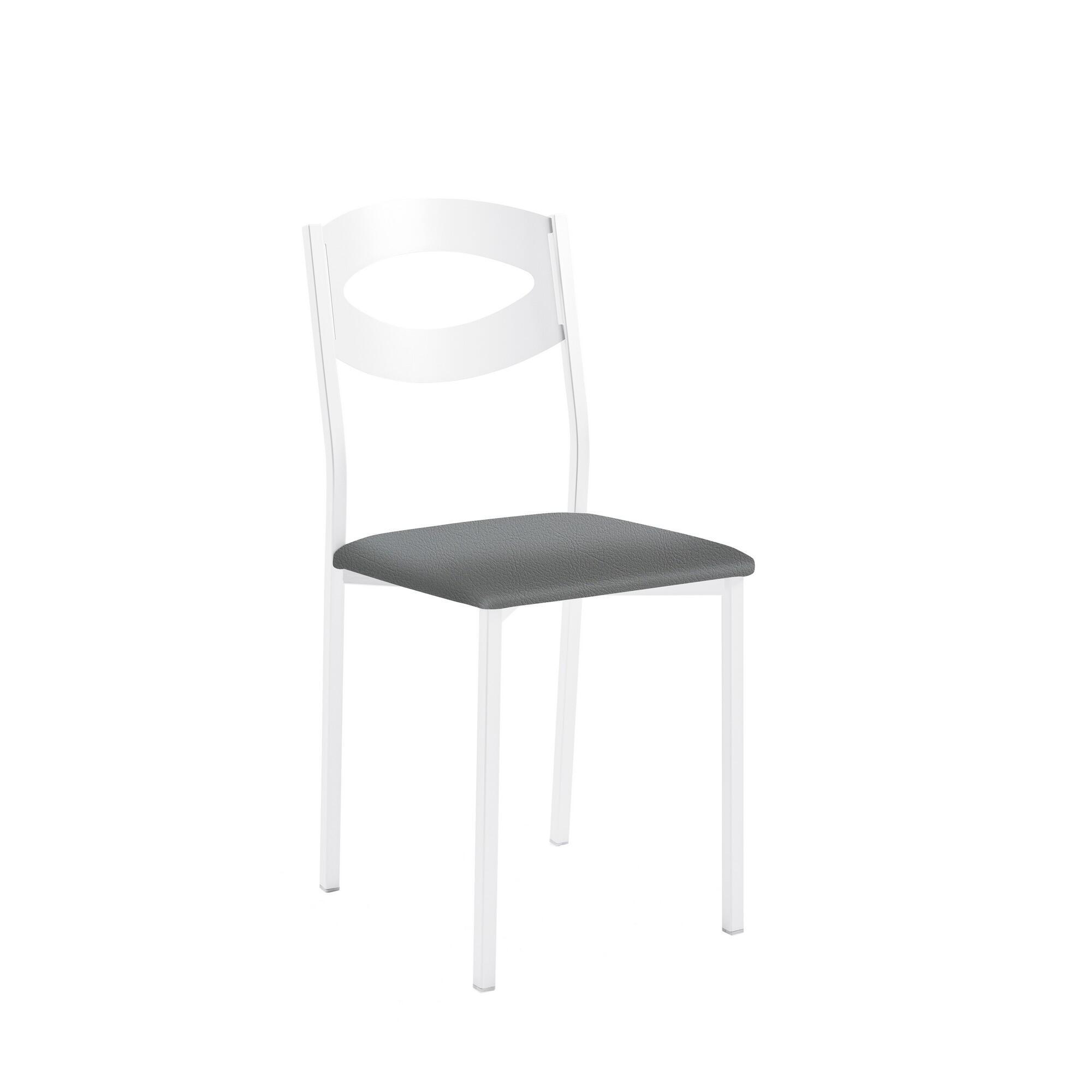 Silla de cocina oca armazón texturizado blanco, asiento silver grafito