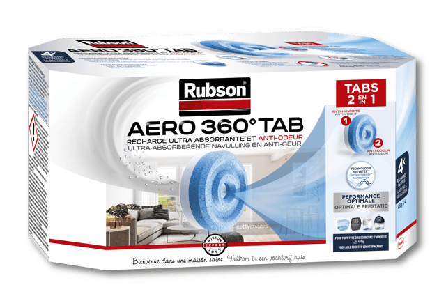 Lot de 4 recharges tablette pour absorbeur d'humidité RUBSON Aéro 360° 20 m²