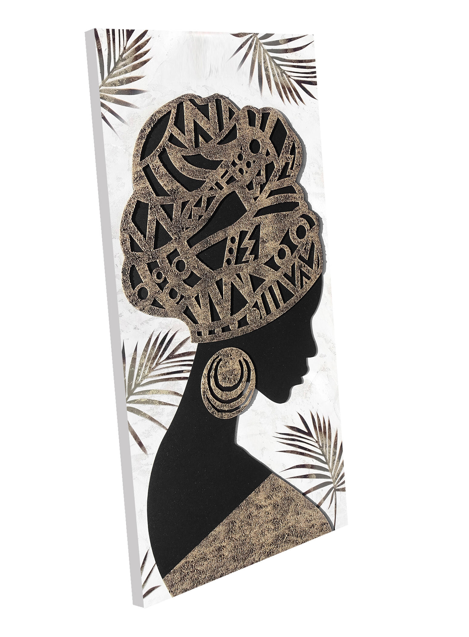 Pintura sin marco Personajes rectangular de 60 x 120 cm. Loneta Africana multicolor - 4
