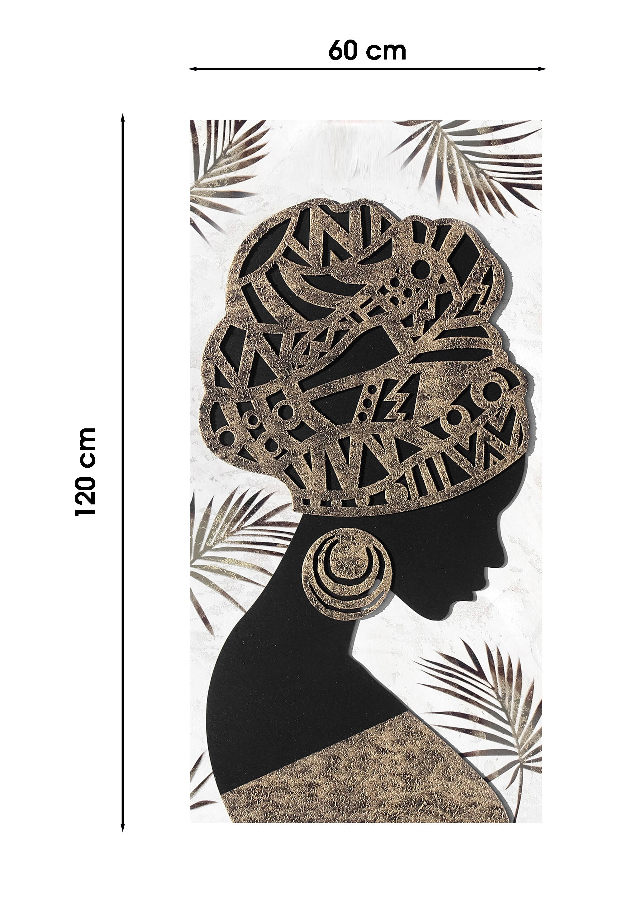 Pintura sin marco Personajes rectangular de 60 x 120 cm. Loneta Africana multicolor - 3