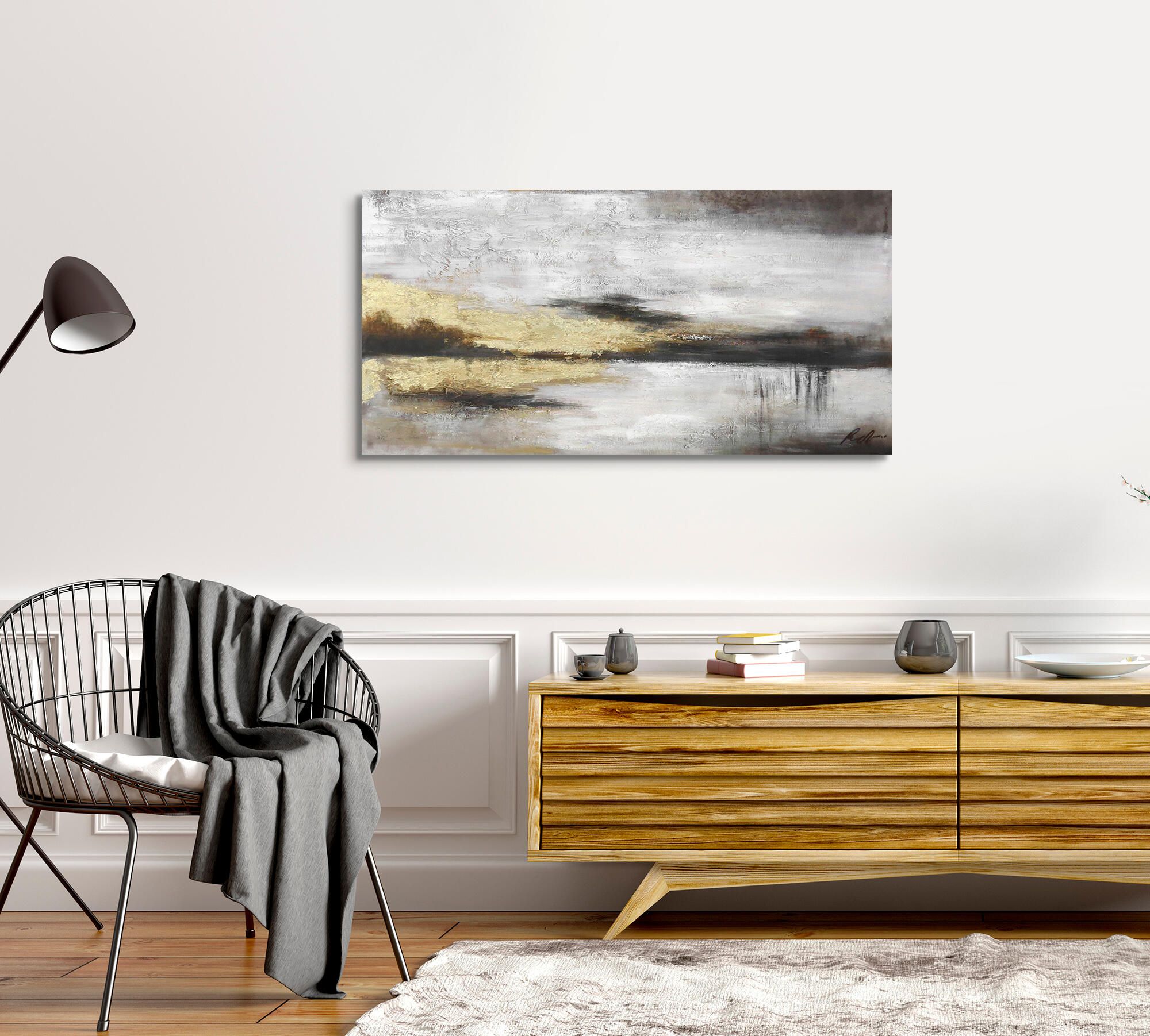 Cuadro pintura original abstracto dorado 120 x 60 cm