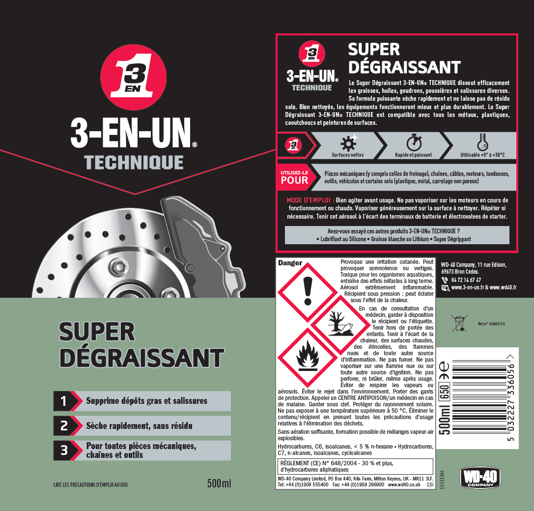 Super dégraissant en aérosol, 500ml, 3-EN-UN TECHNIQUE - 11