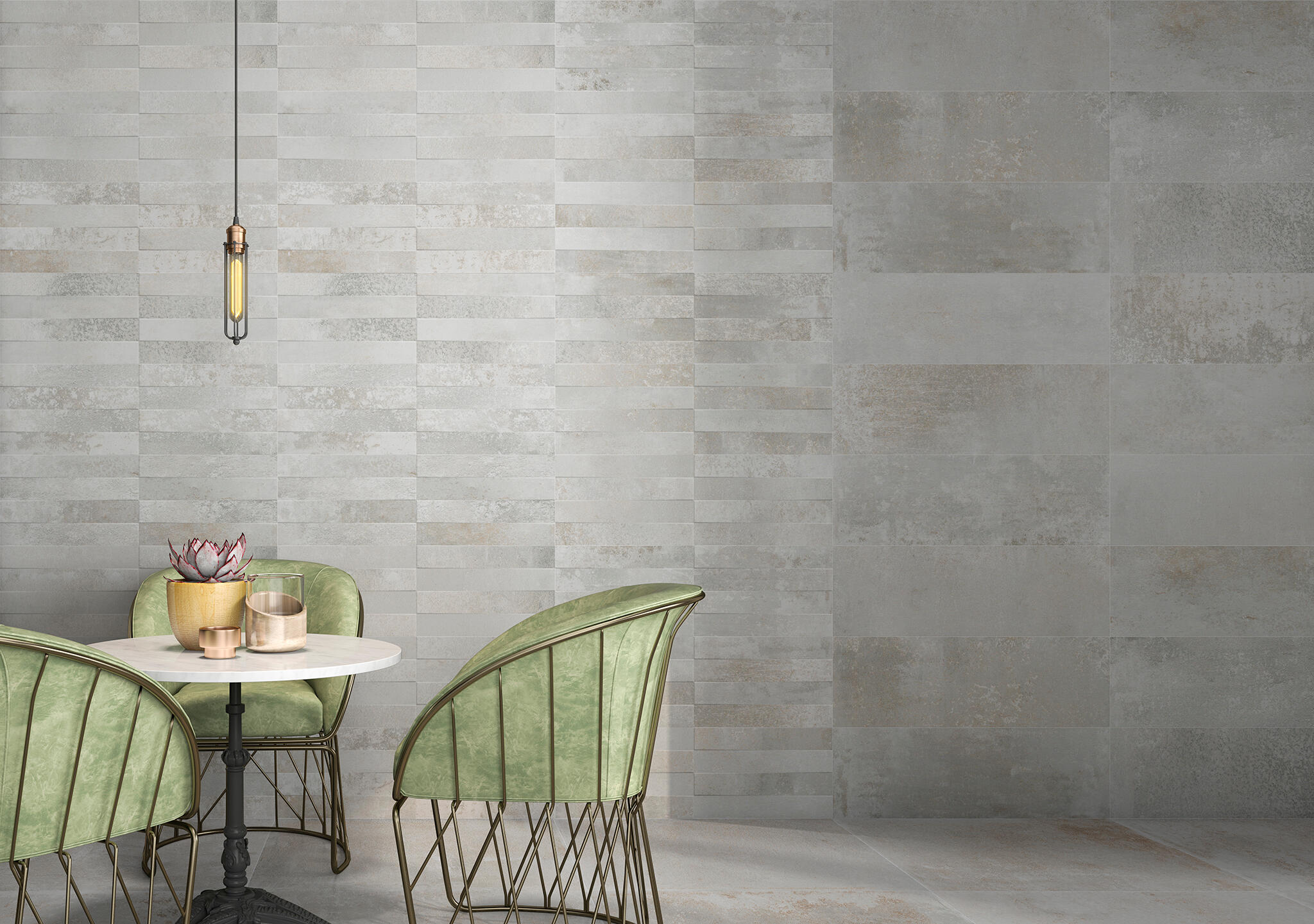 Azulejo cerámico Foundry efecto cemento blanco 30x90 cm SALONI - 3