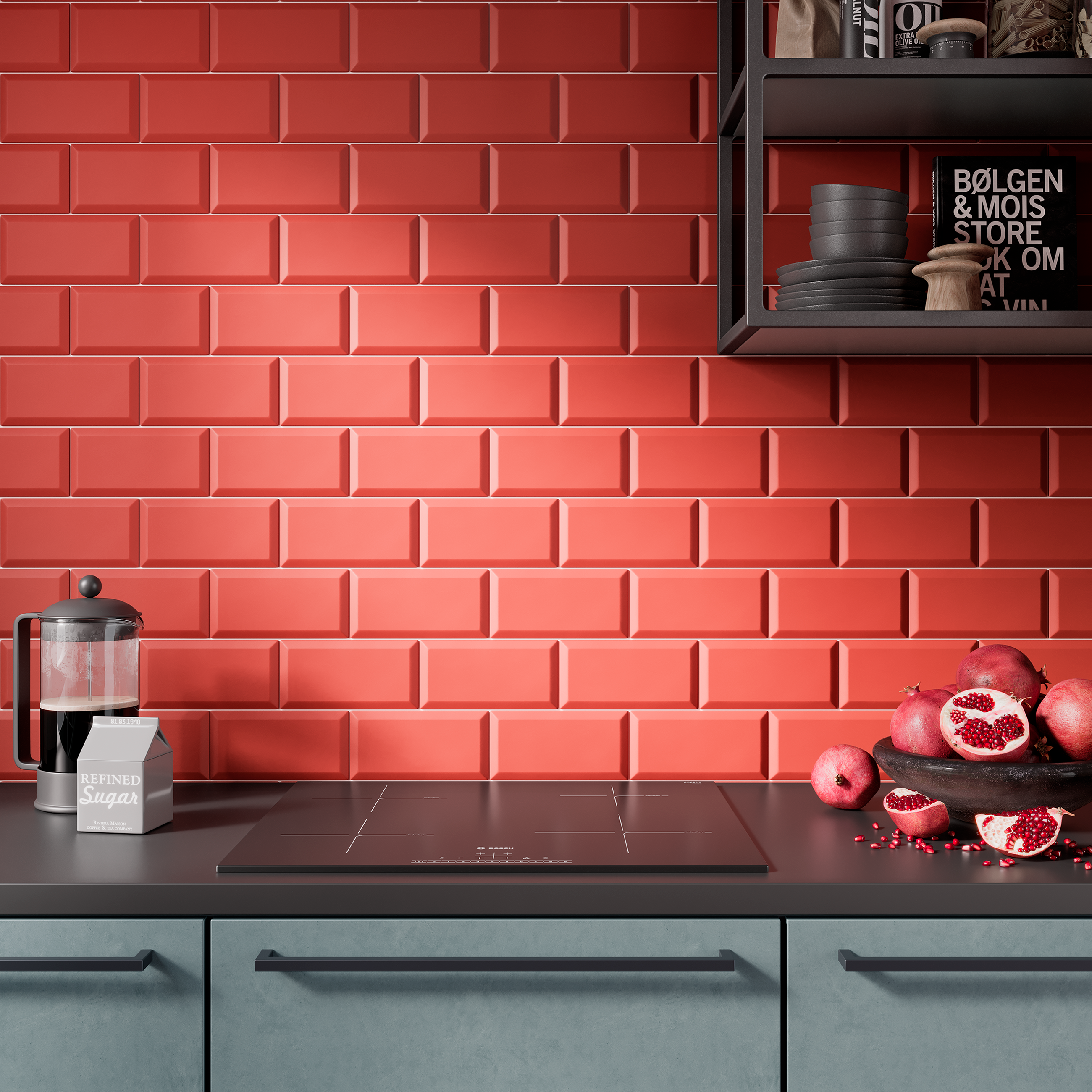 Azulejo cerámico metro efecto rojo mate 10x20 cm artens