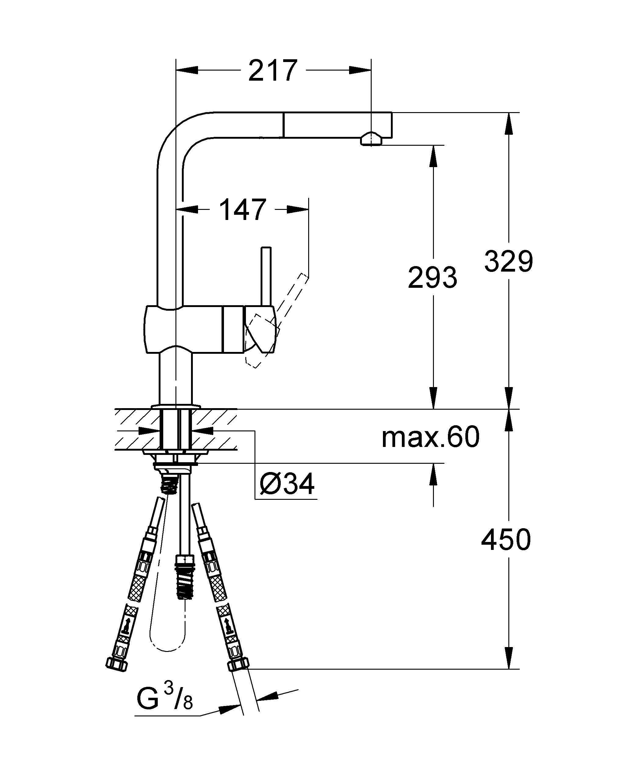 Torneira de bancada cinza cromado GROHE Minta - 8