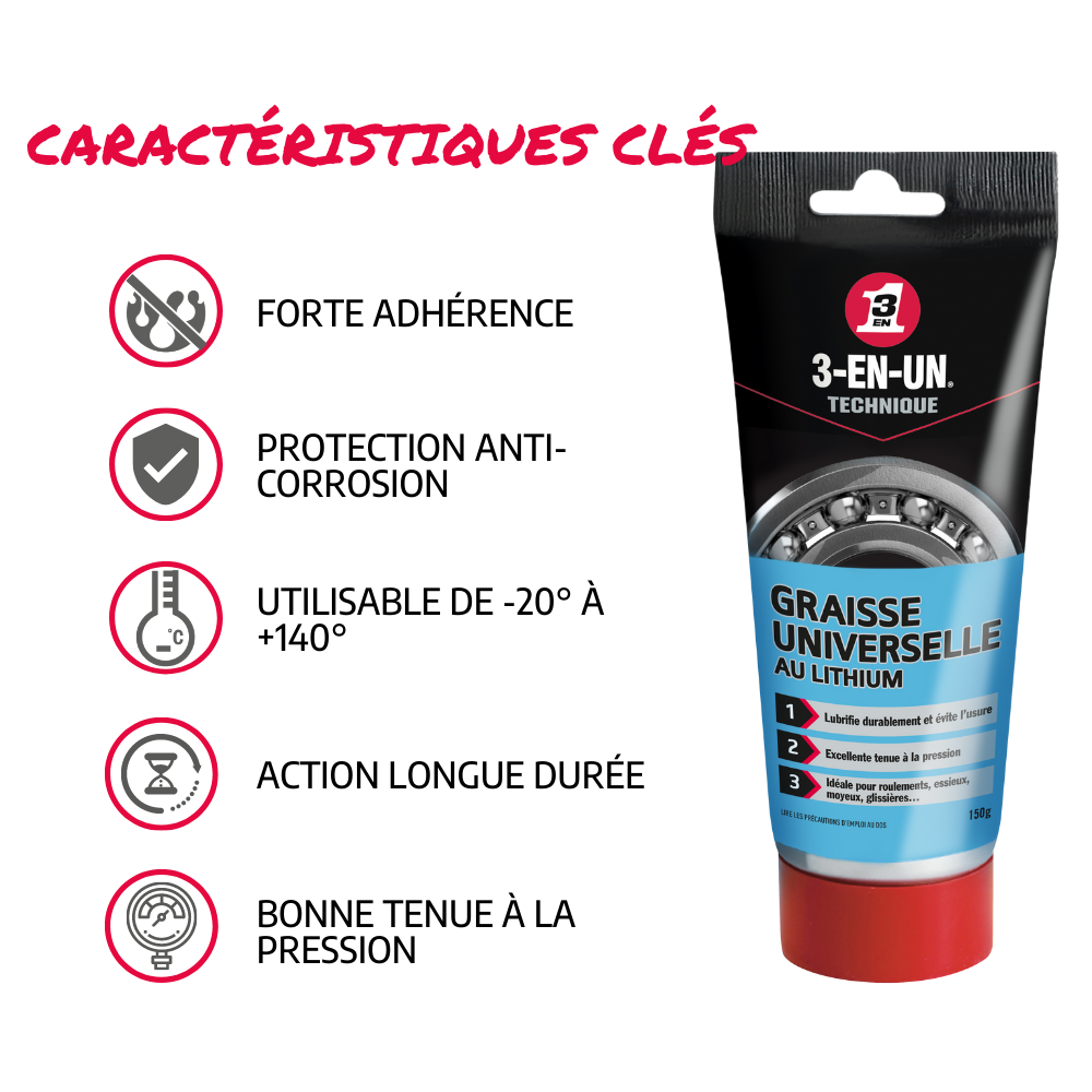 Graisse universelle au lithium en tube, 150 g 3-EN-UN TECHNIQUE - 3