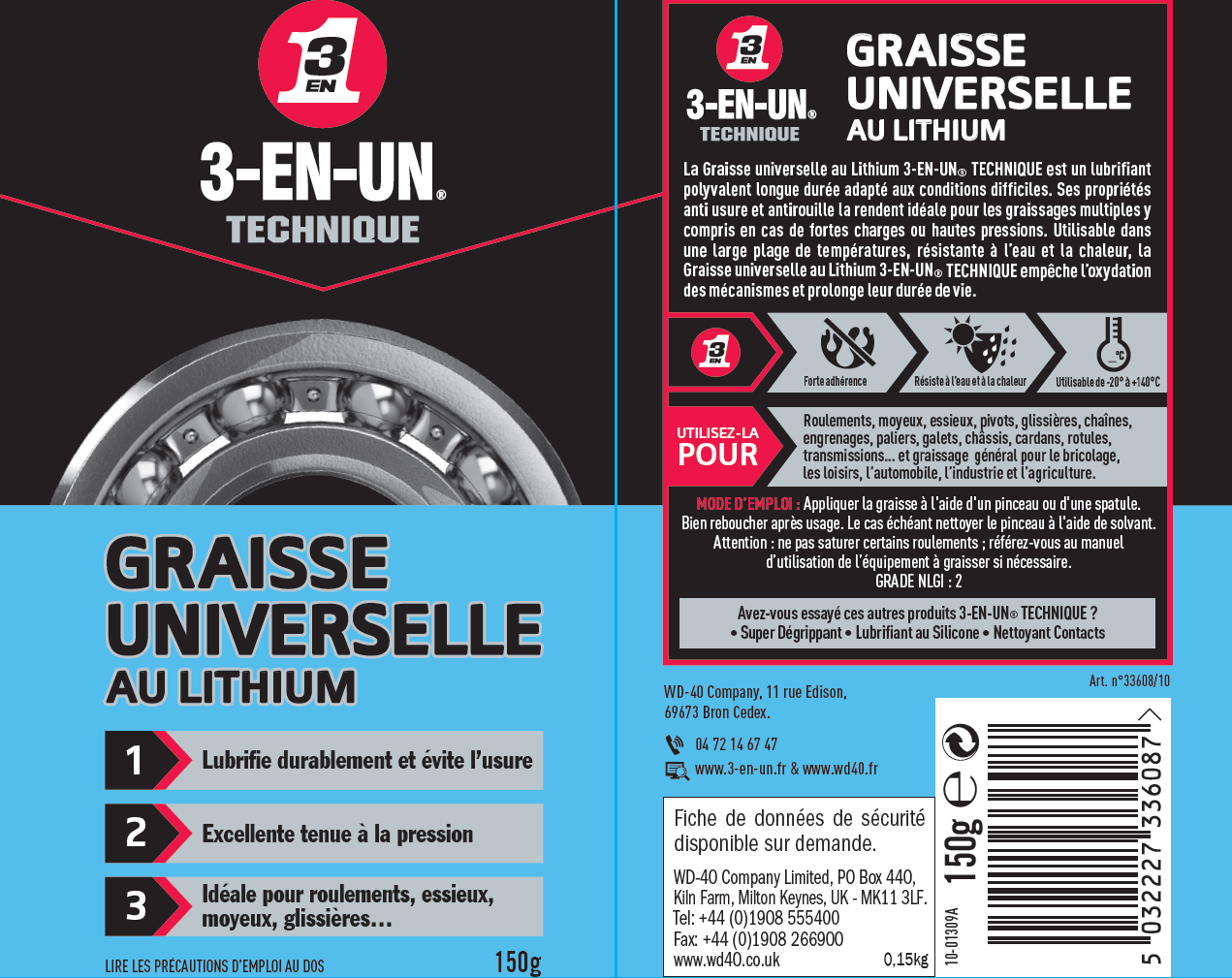 Graisse universelle au lithium en tube, 150 g 3-EN-UN TECHNIQUE - 10