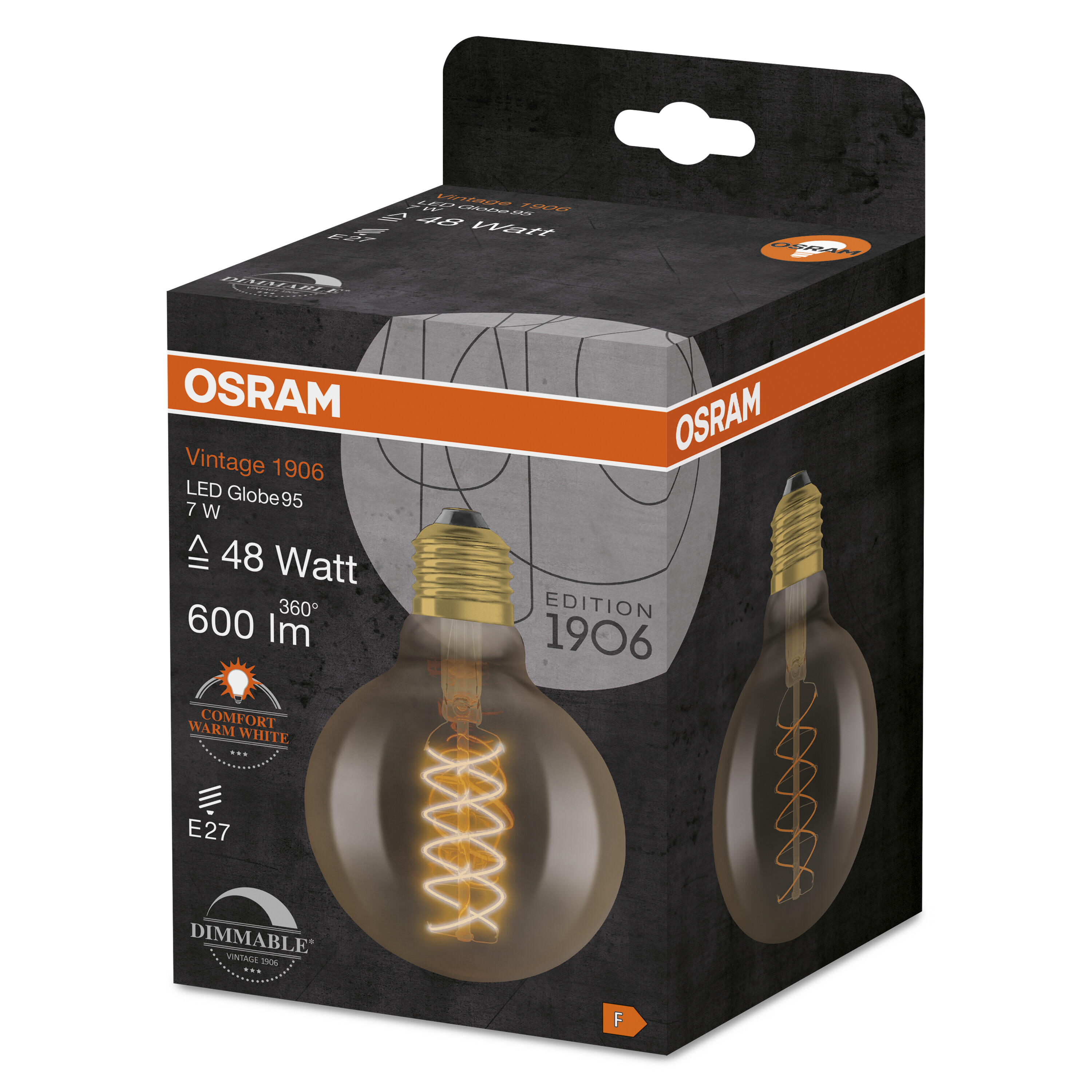 Ampoule led décorative, globe 95mm, E27, 600Lm = 48W, blanc très chaud, OSRAM - 2