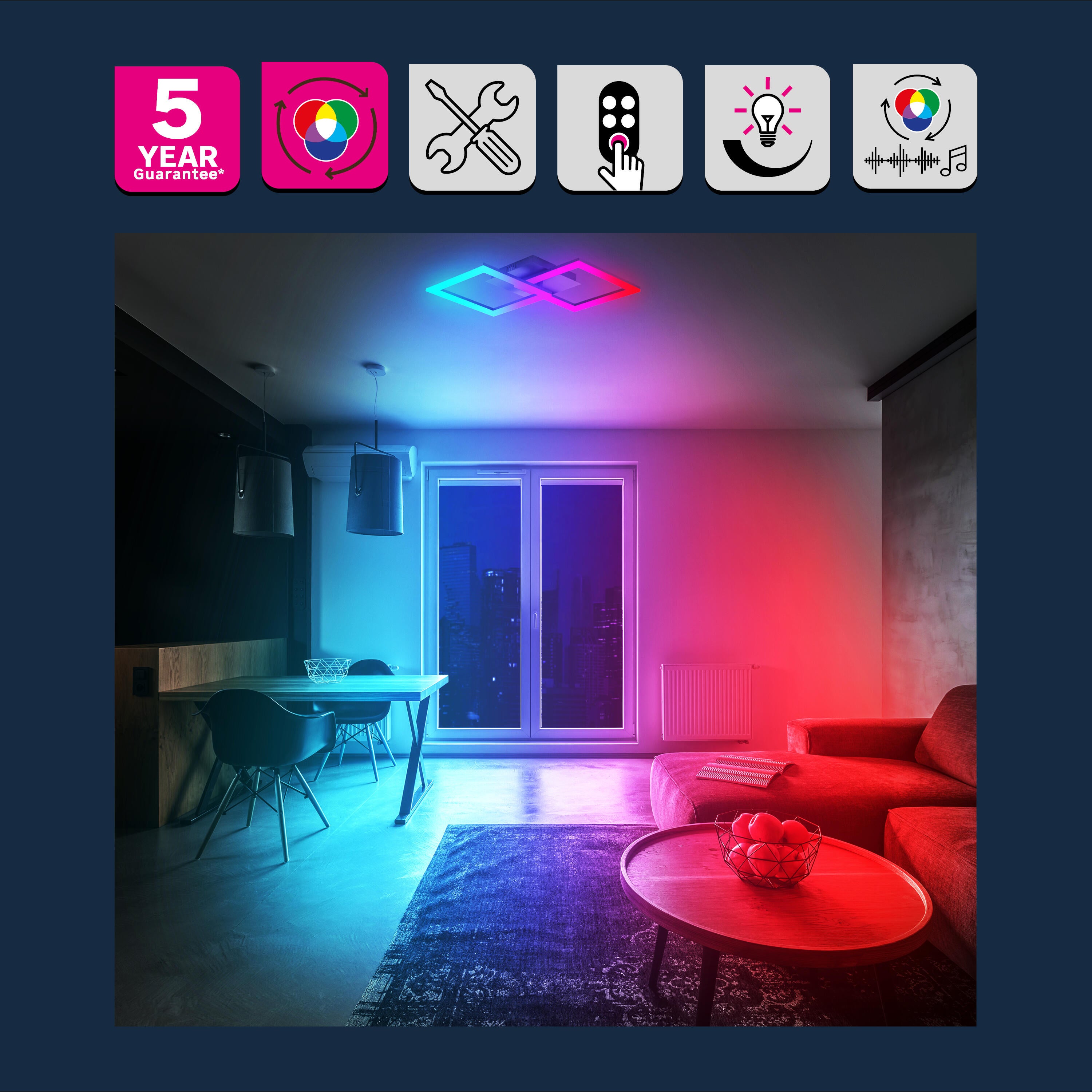 Plafon Kenshi czarno-biały RGB 2160 lm LED Inspire - 21