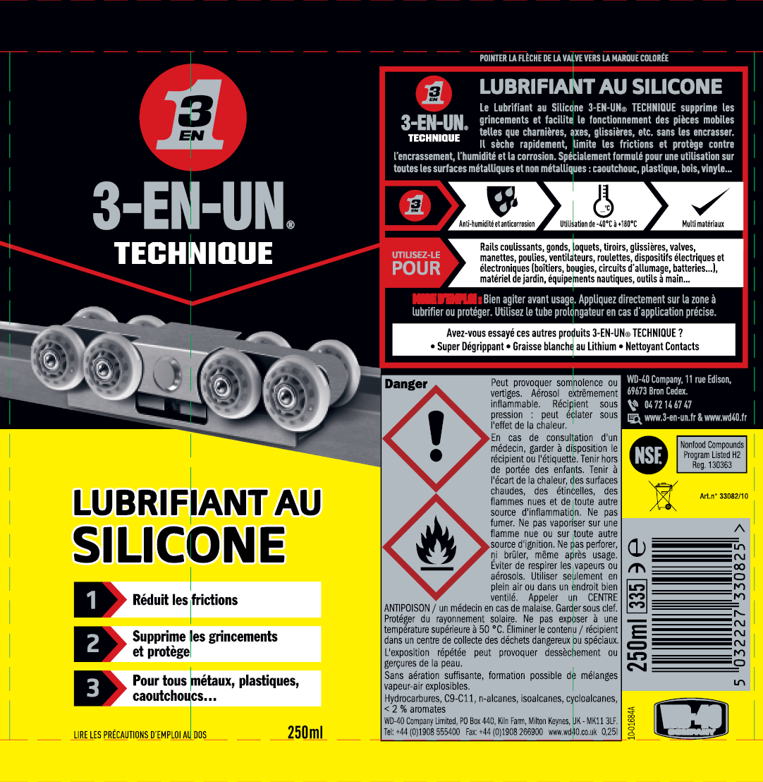 Lubrifiant au silicone t 3-EN-UN TECHNIQUE en aérosol 250 ml - 14
