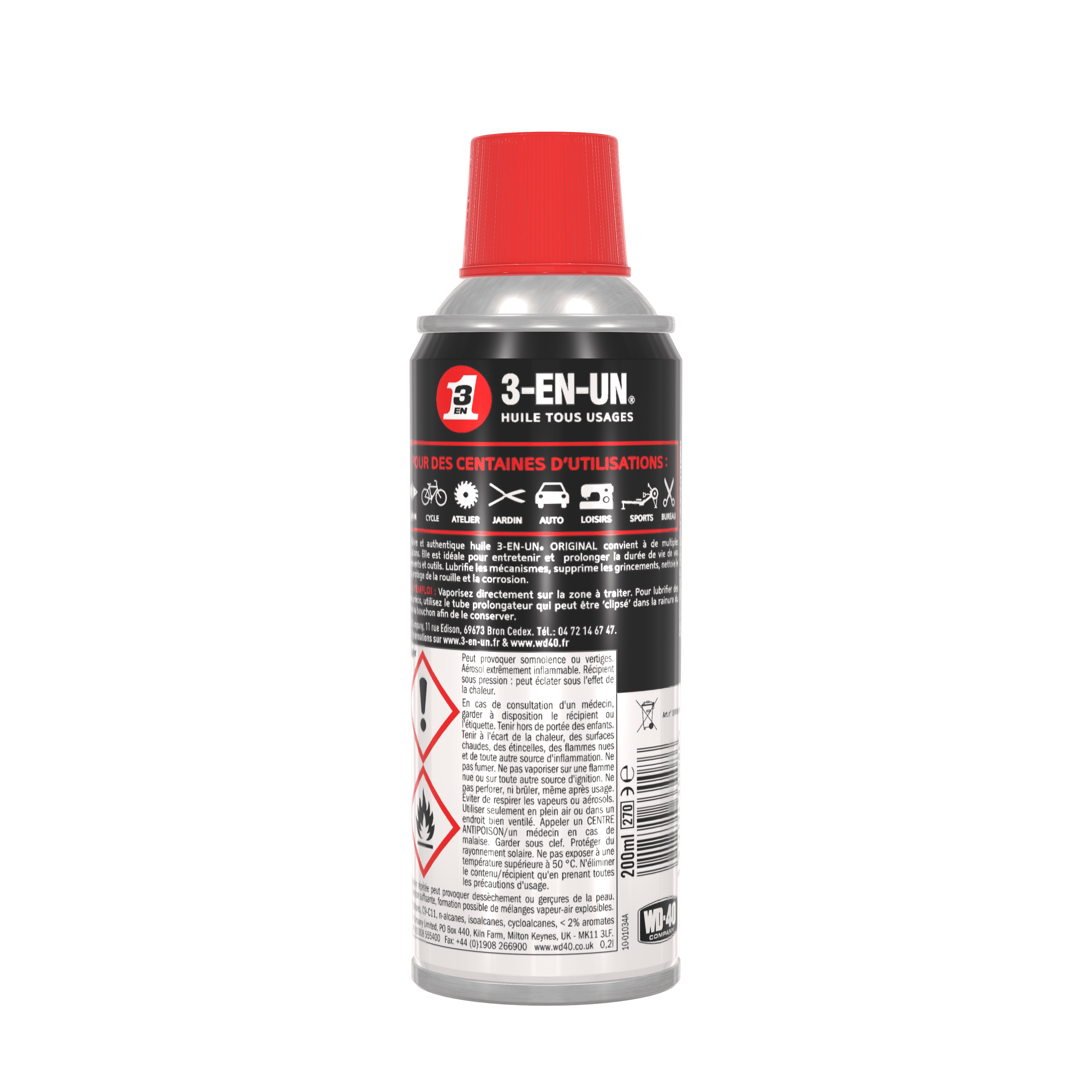 Lubrifiant et dégrippant 3-EN-UN en aérosol 200 ml - 11