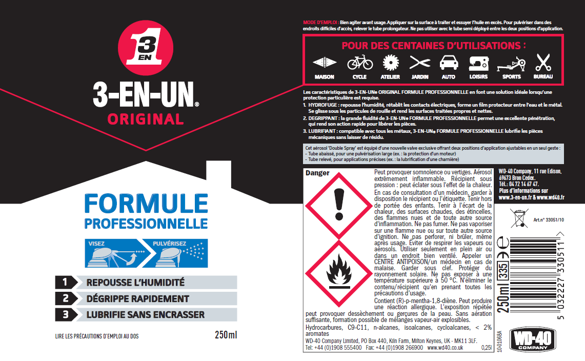Lubrifiant multifonction en aérosol, 250 ml 3-EN-UN - 11