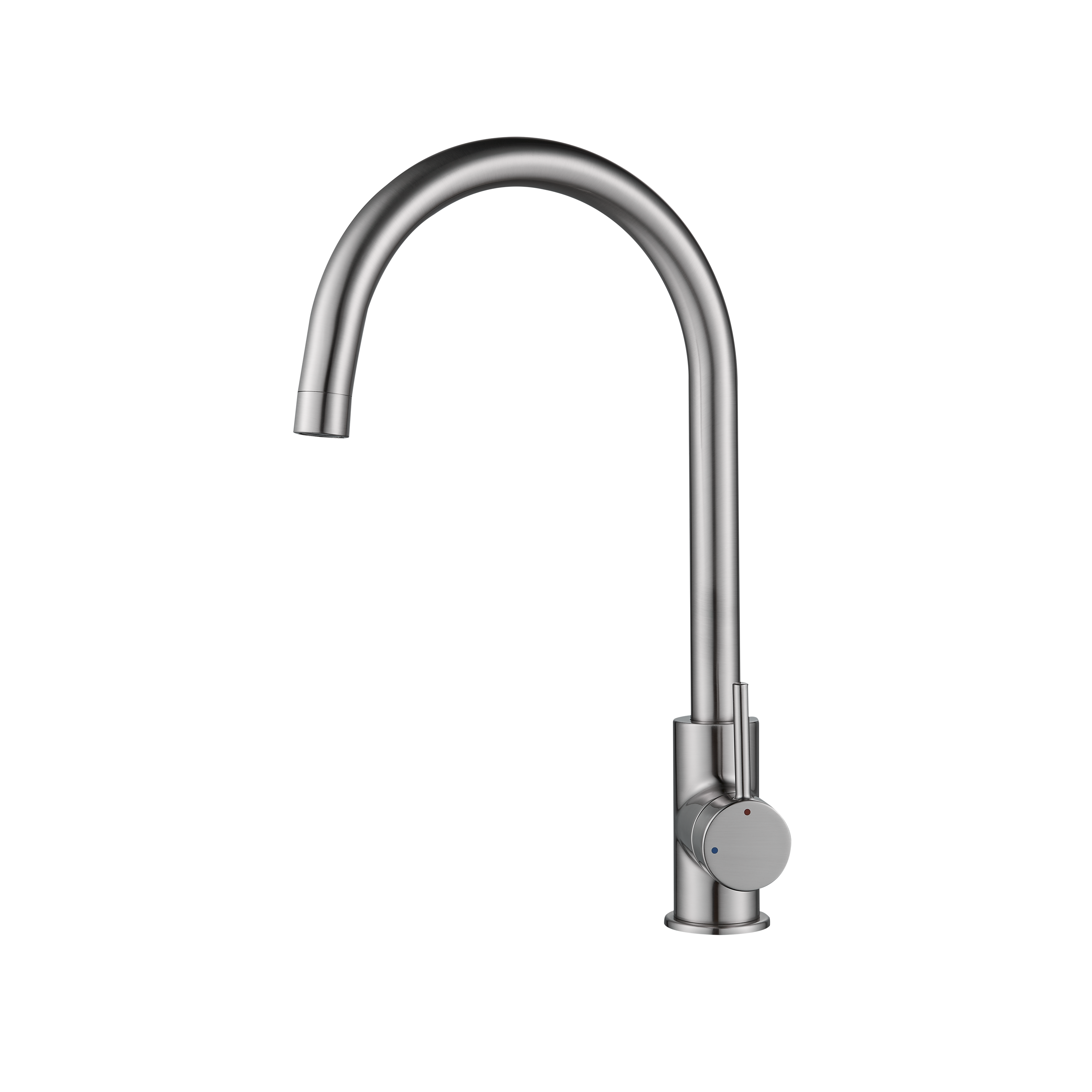 Rubinetto da cucina fisso a collo di cigno Loa argento cromato satinato DELINIA - 6