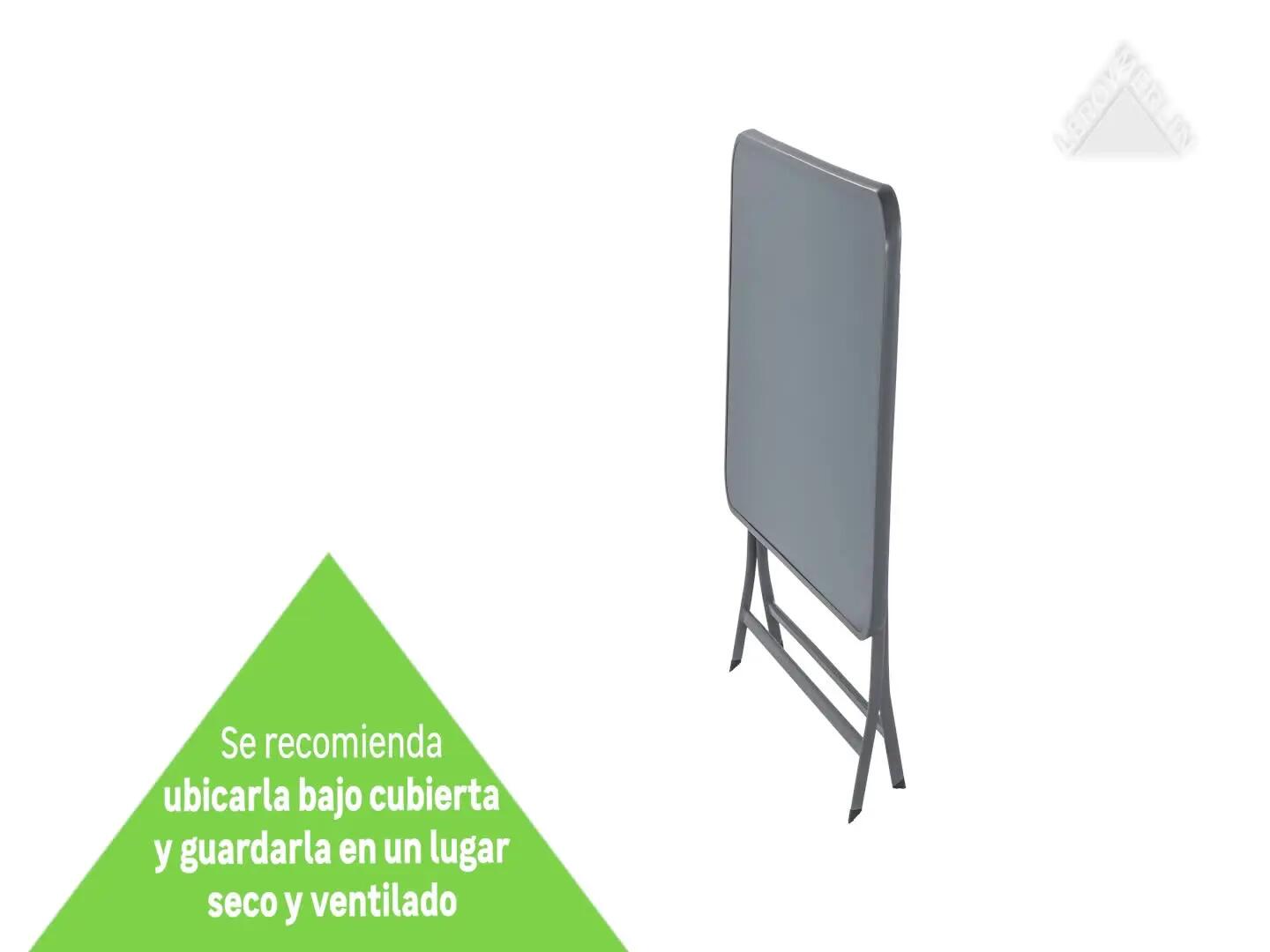 Mesa de jardín plegable de acero Emys gris de 70x110x72 cm - 6