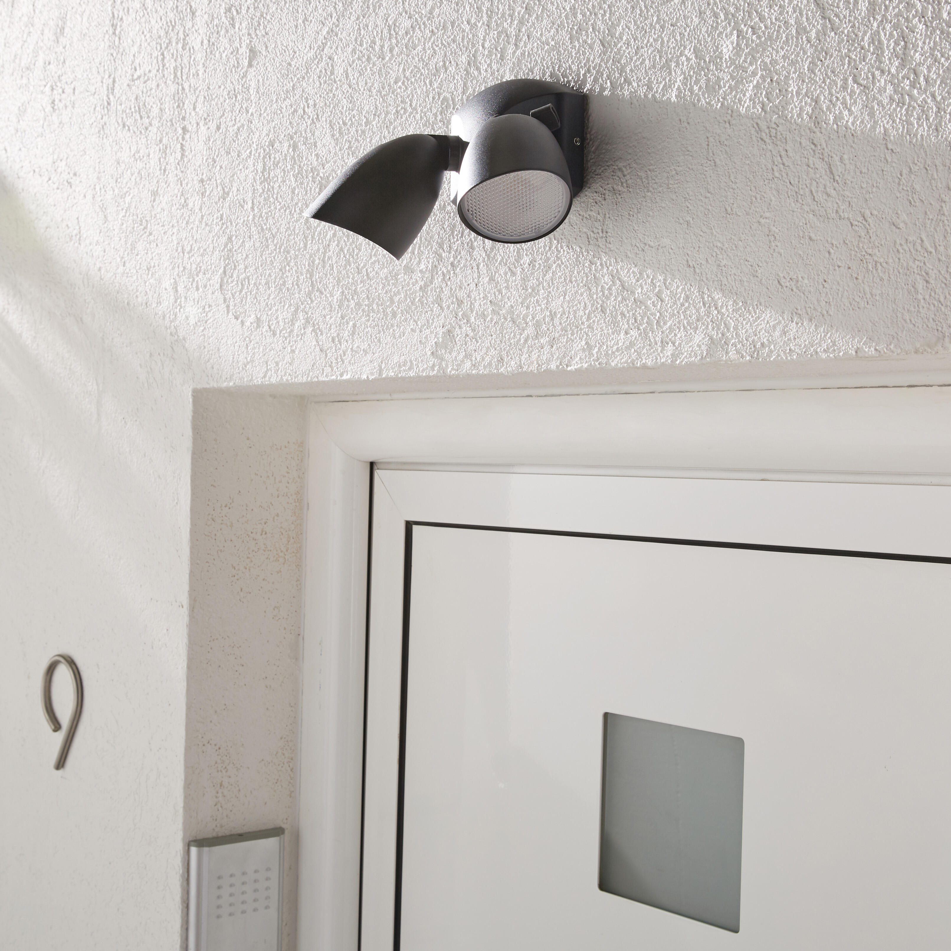 Applique LED moderno da esterno Deltona doppia luce nero IP54, INSPIRE - 5